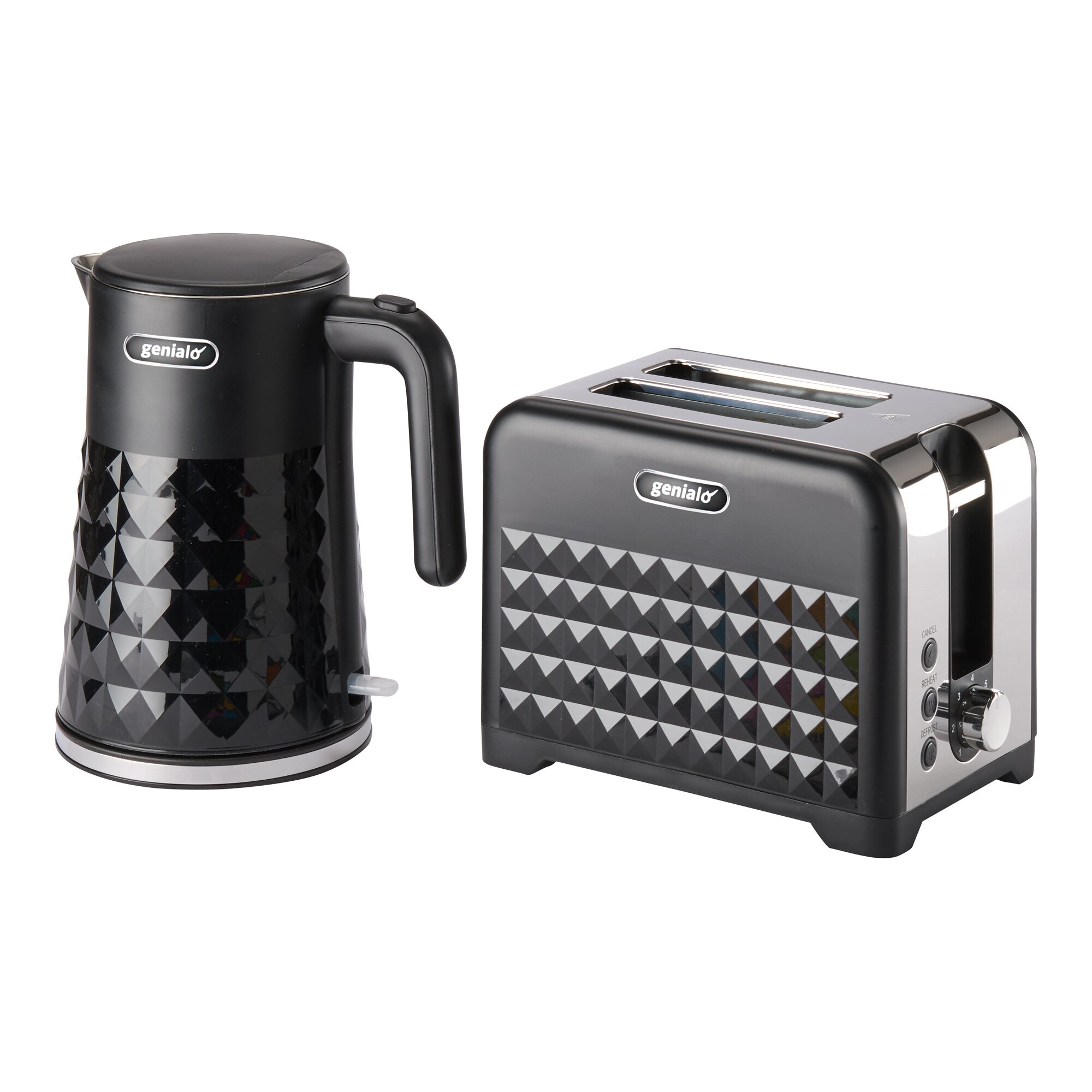 Set Toaster & Wasserkocher "Diamant", 2-teilig schwarz silber