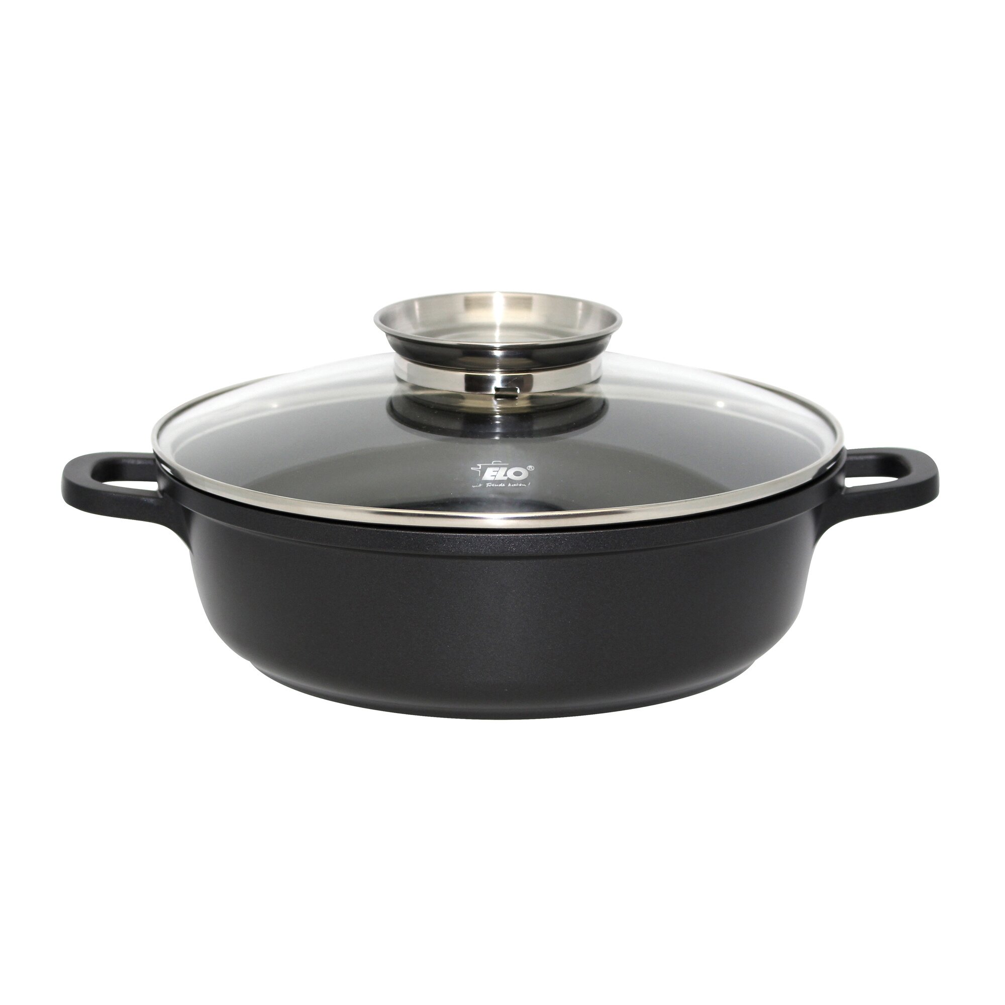 Alucast Servierpfanne mit Glasdeckel schwarz