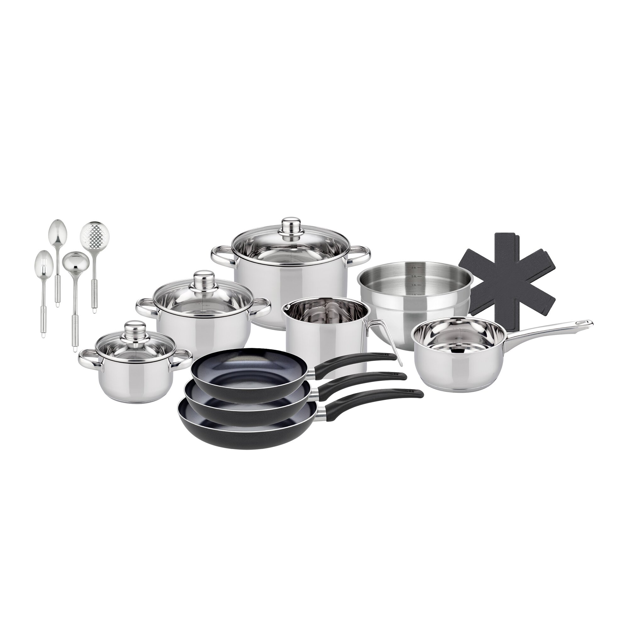 Basic Topfset "Galactica" mit Hohlgriffen, 15-teilig silber