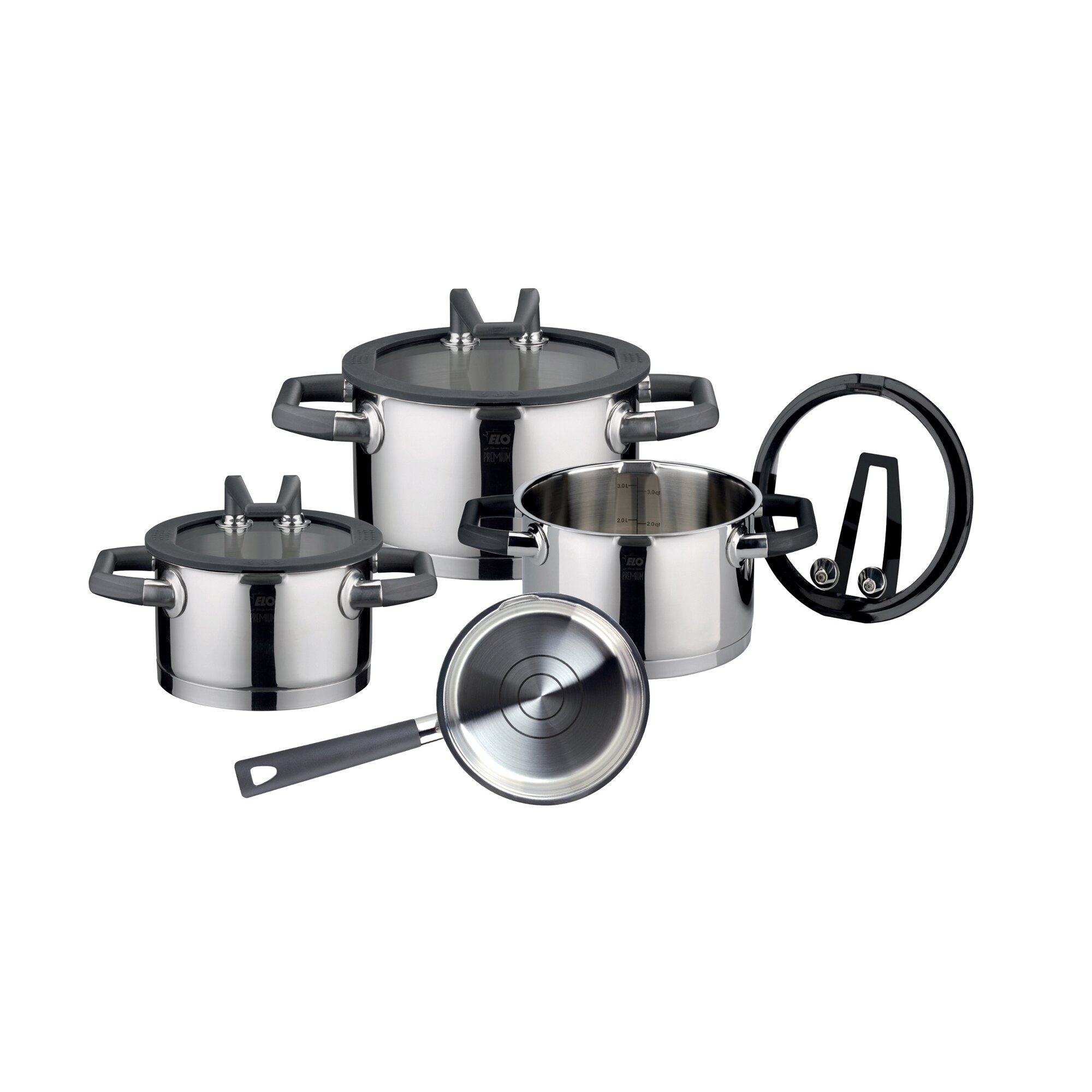 Premium Topfset "Rondello" 7-teilig silber