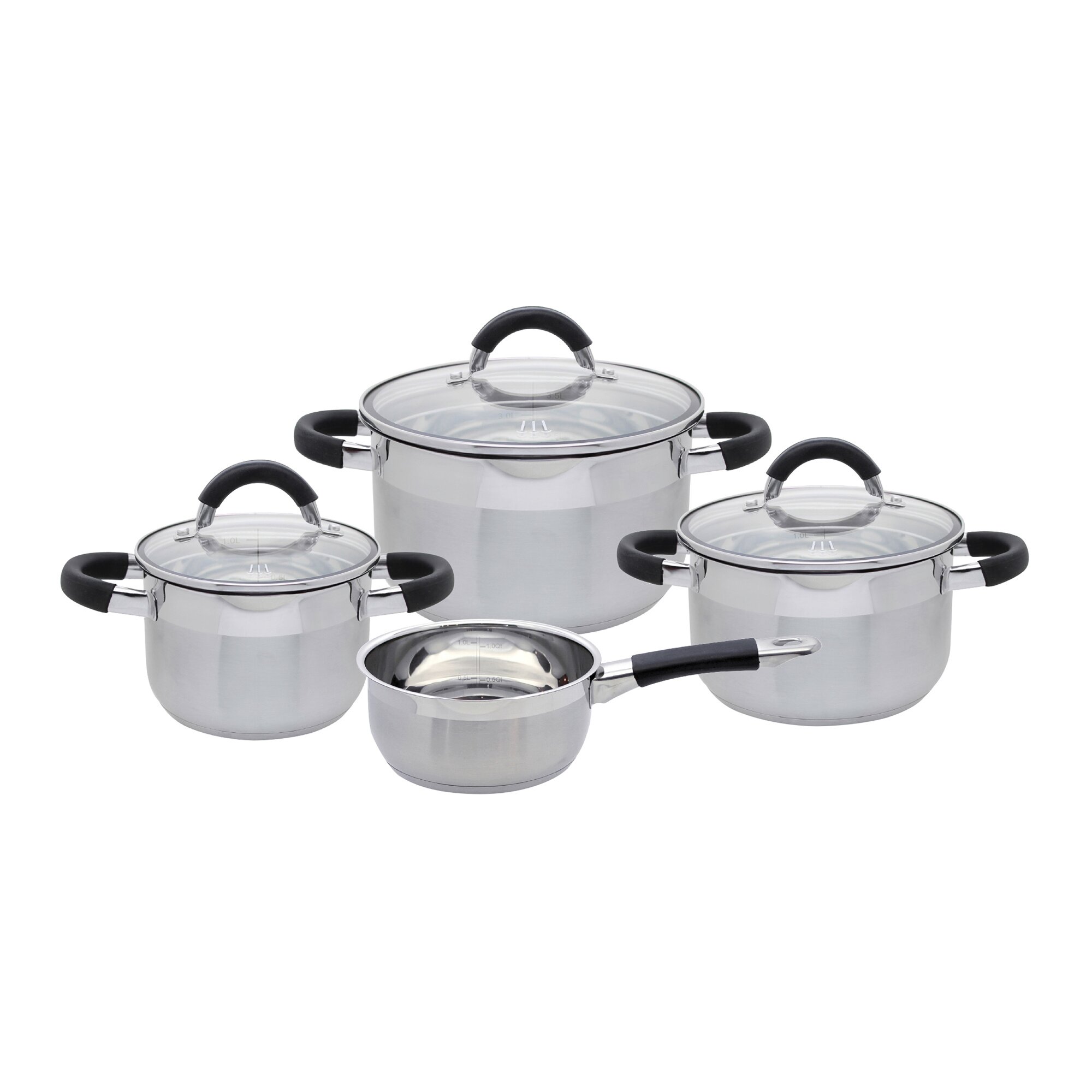 Topfset mit Abdampffunktion "Black Steam", 7-teilig silber