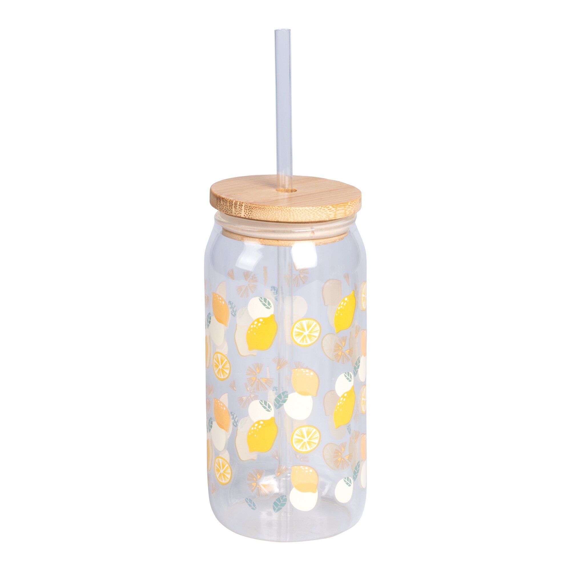 Trinkglas mit Strohhalm & Deckel, 500 ml