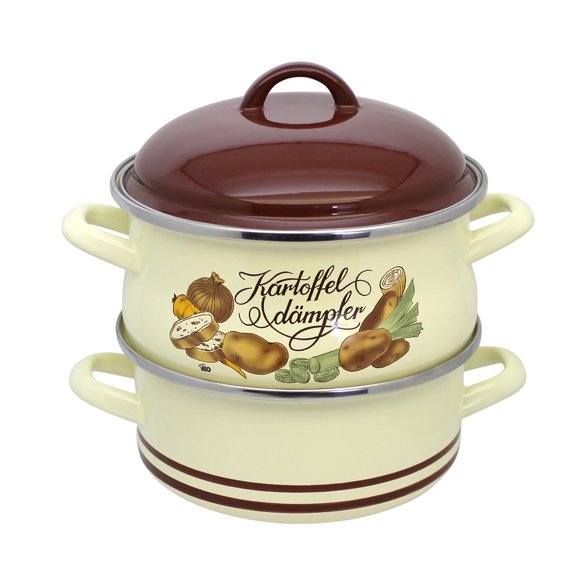 Kartoffeldämpfer emailliert, 1,8 l beige braun
