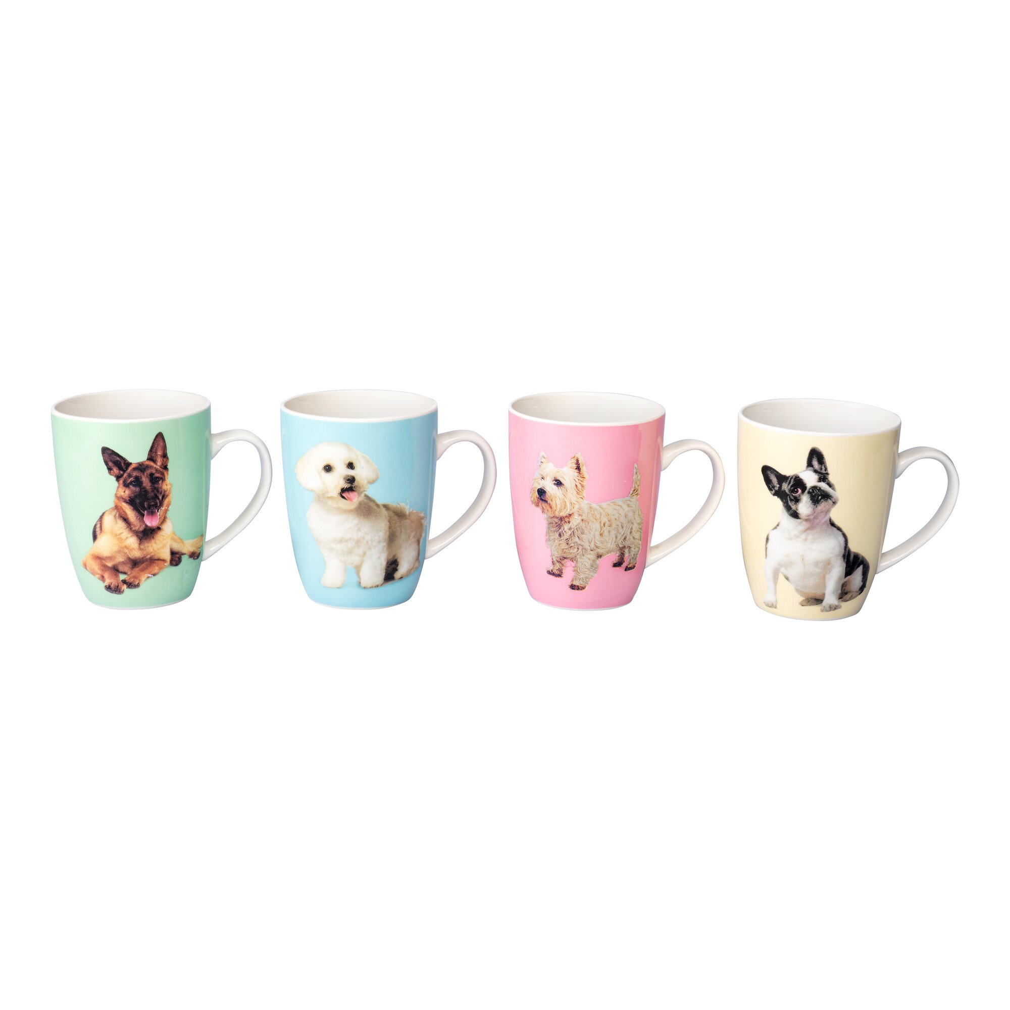 Image of Porzellan-Tassen-Set „Hunde“, 4 Stück