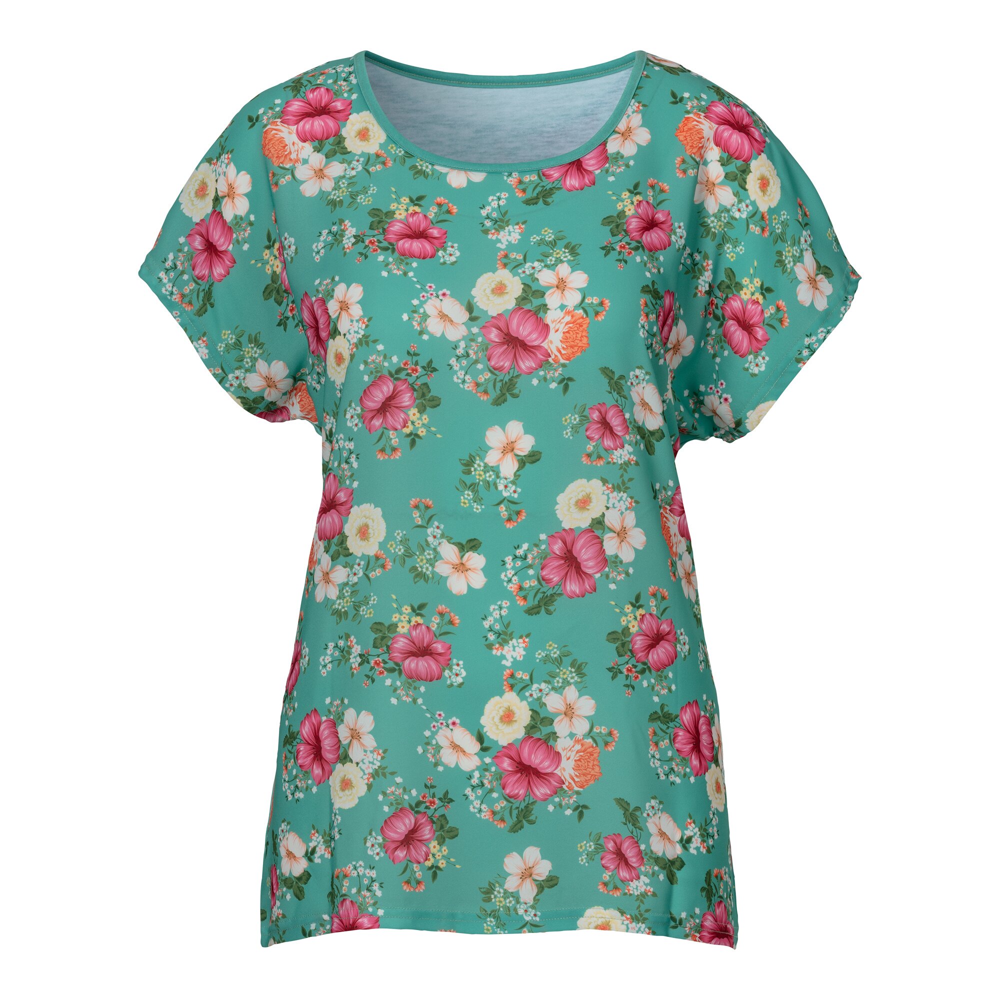 Image of Blusenshirt „Blütenzauber“, Größe: L, grün