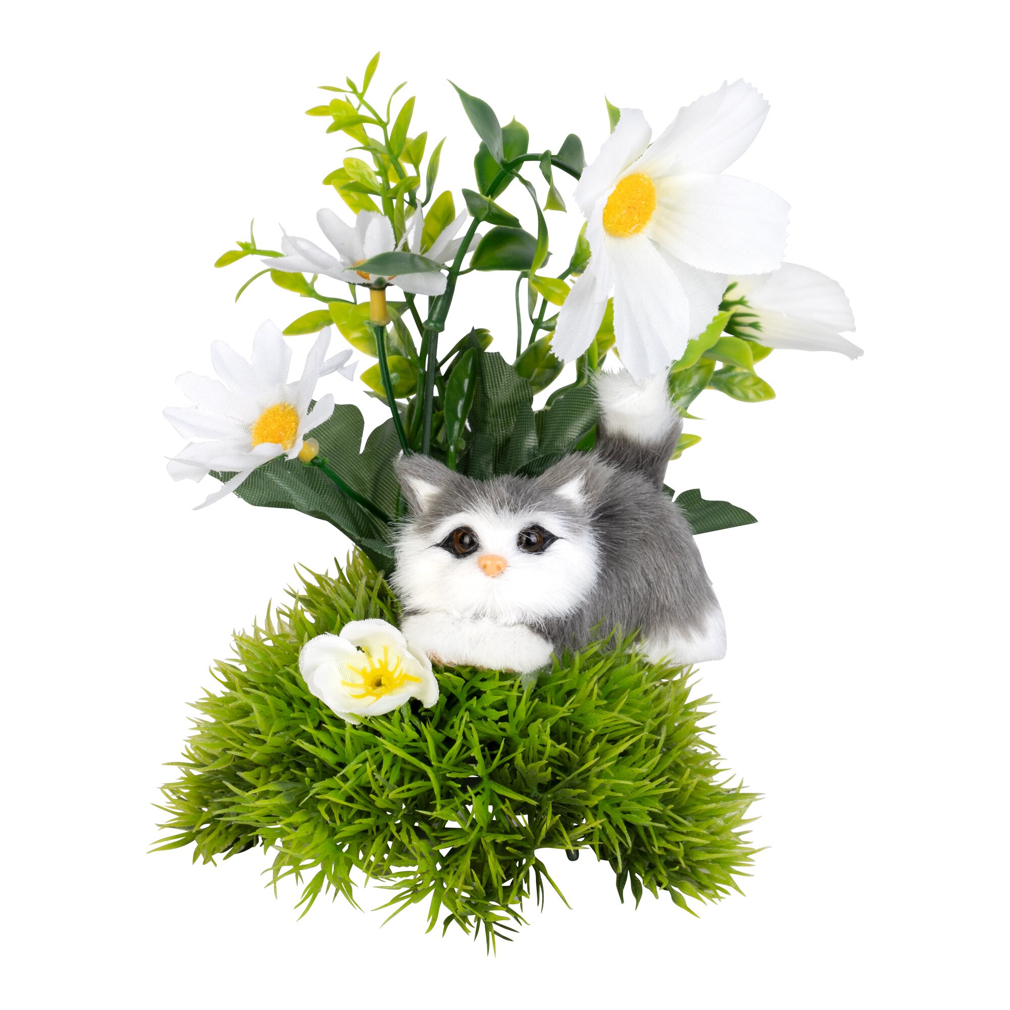 Gesteck „Kätzchen im Blumenbeet“