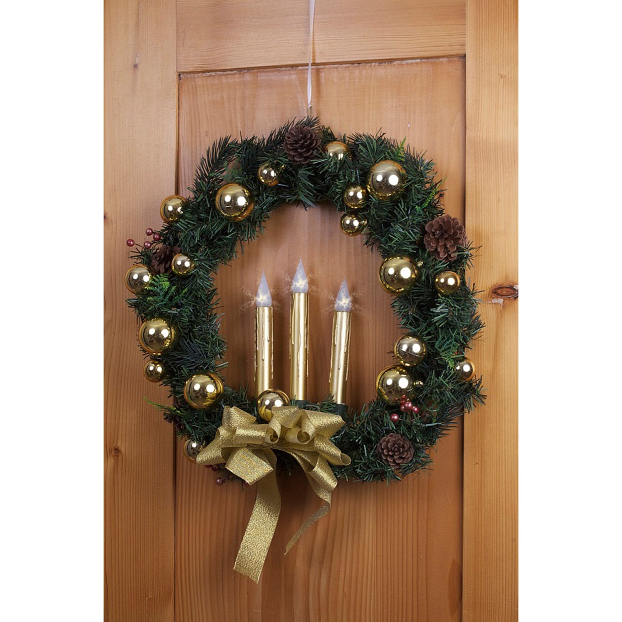 Couronne de porte «Sapin» avec éclairage LED