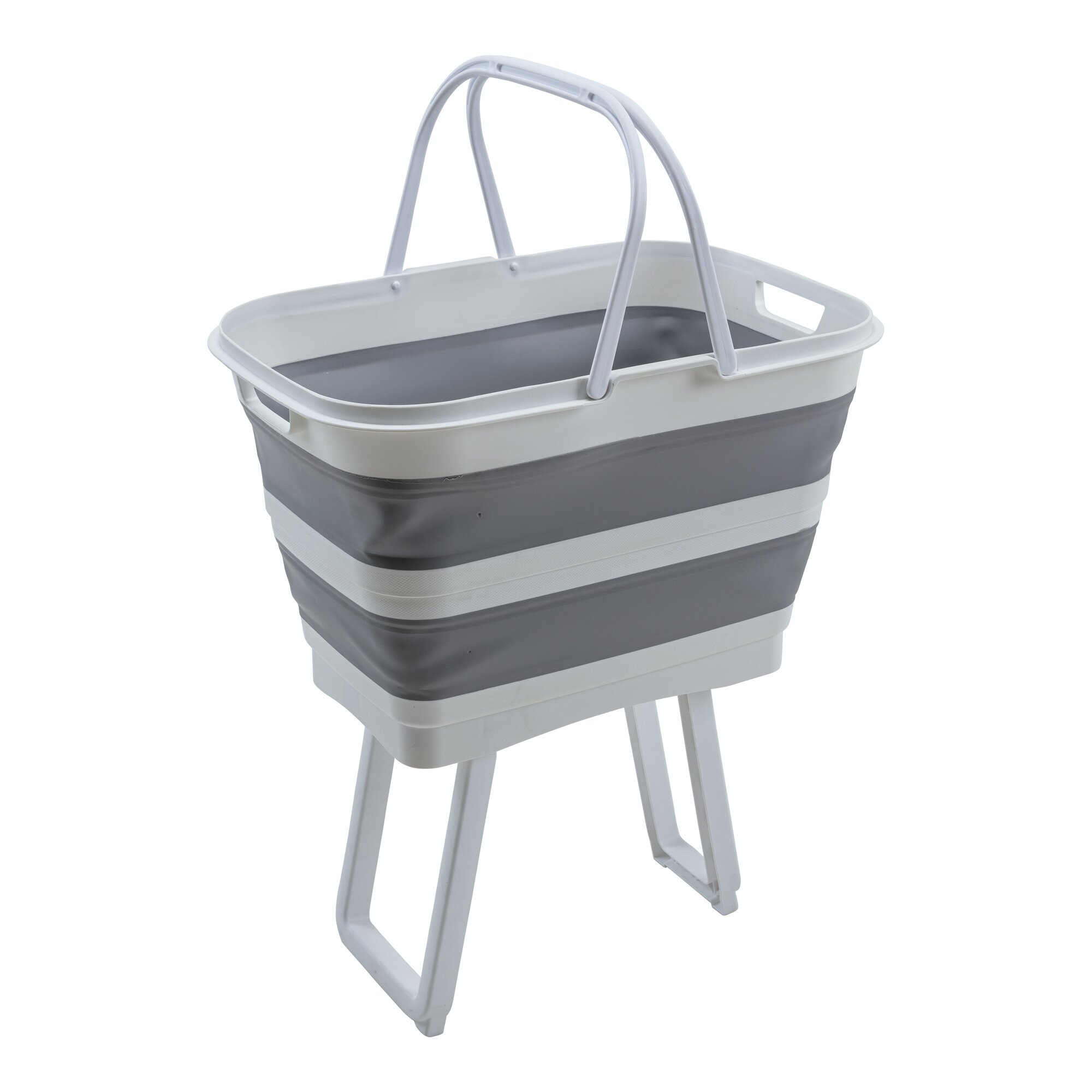 Stand-Wäschekorb „2 in 1“ weiss grau