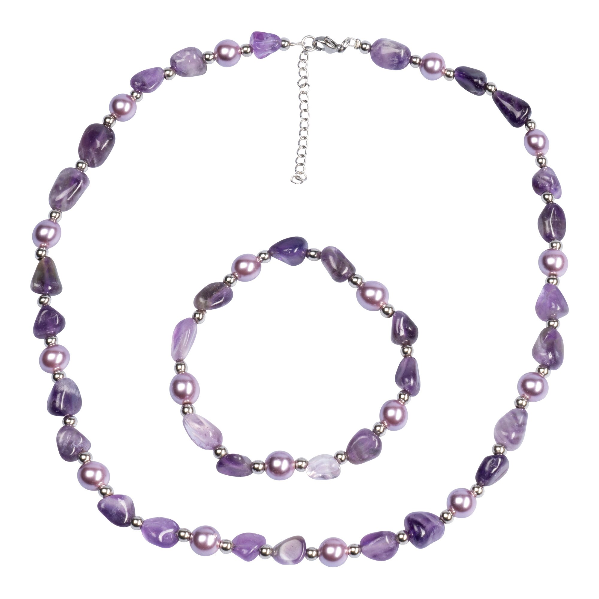 Perlenschmuck-Set „Amethyst“, 2-teilig lila