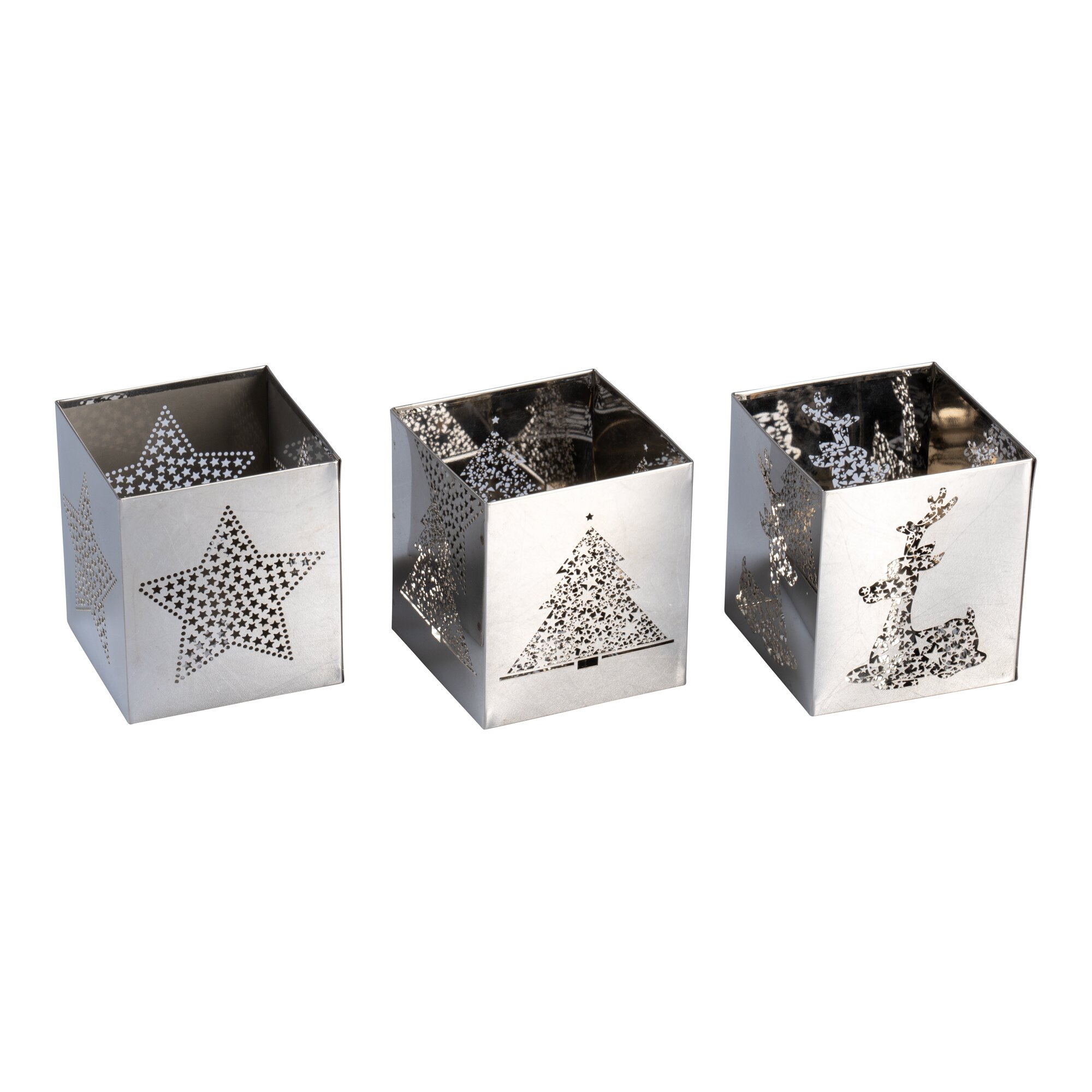 Edelstahl-Windlichter, 3 Stück