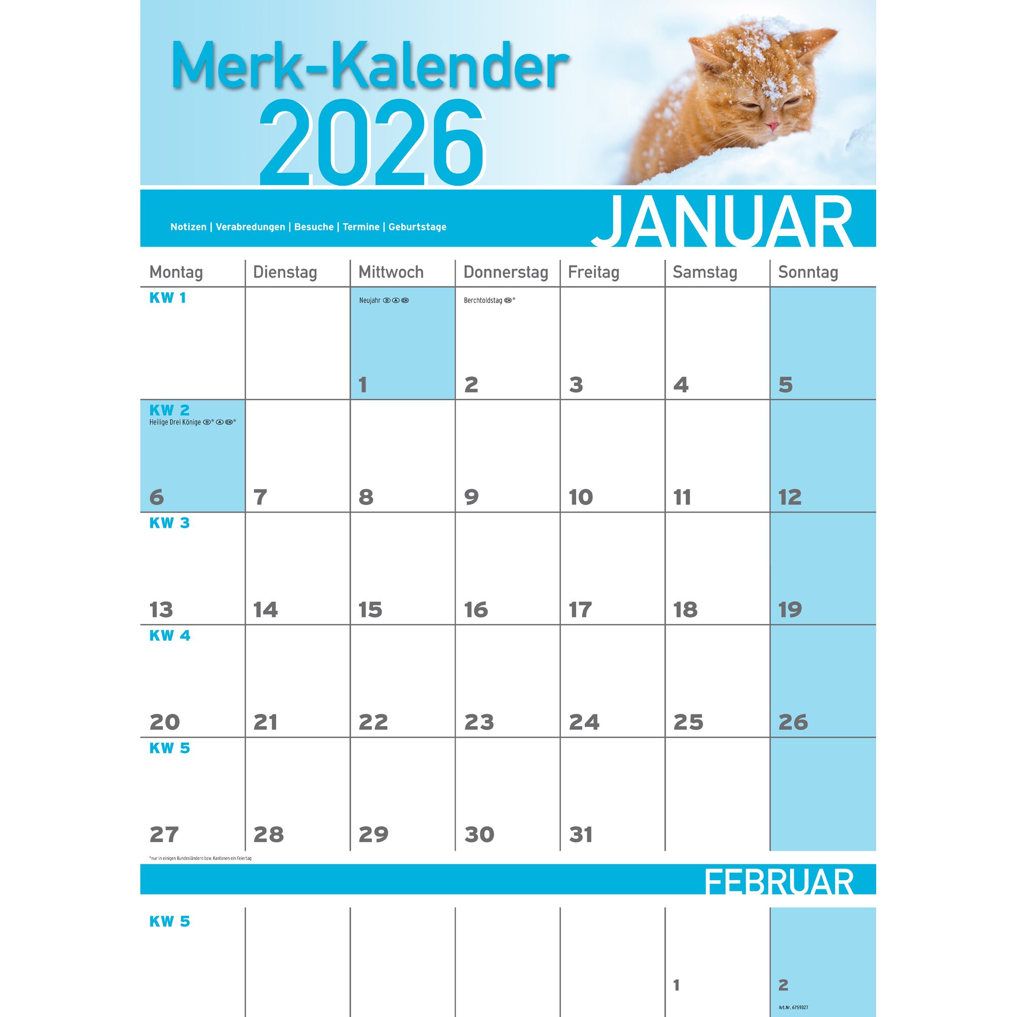 Merkkalender 2026 „Katzenbabies“