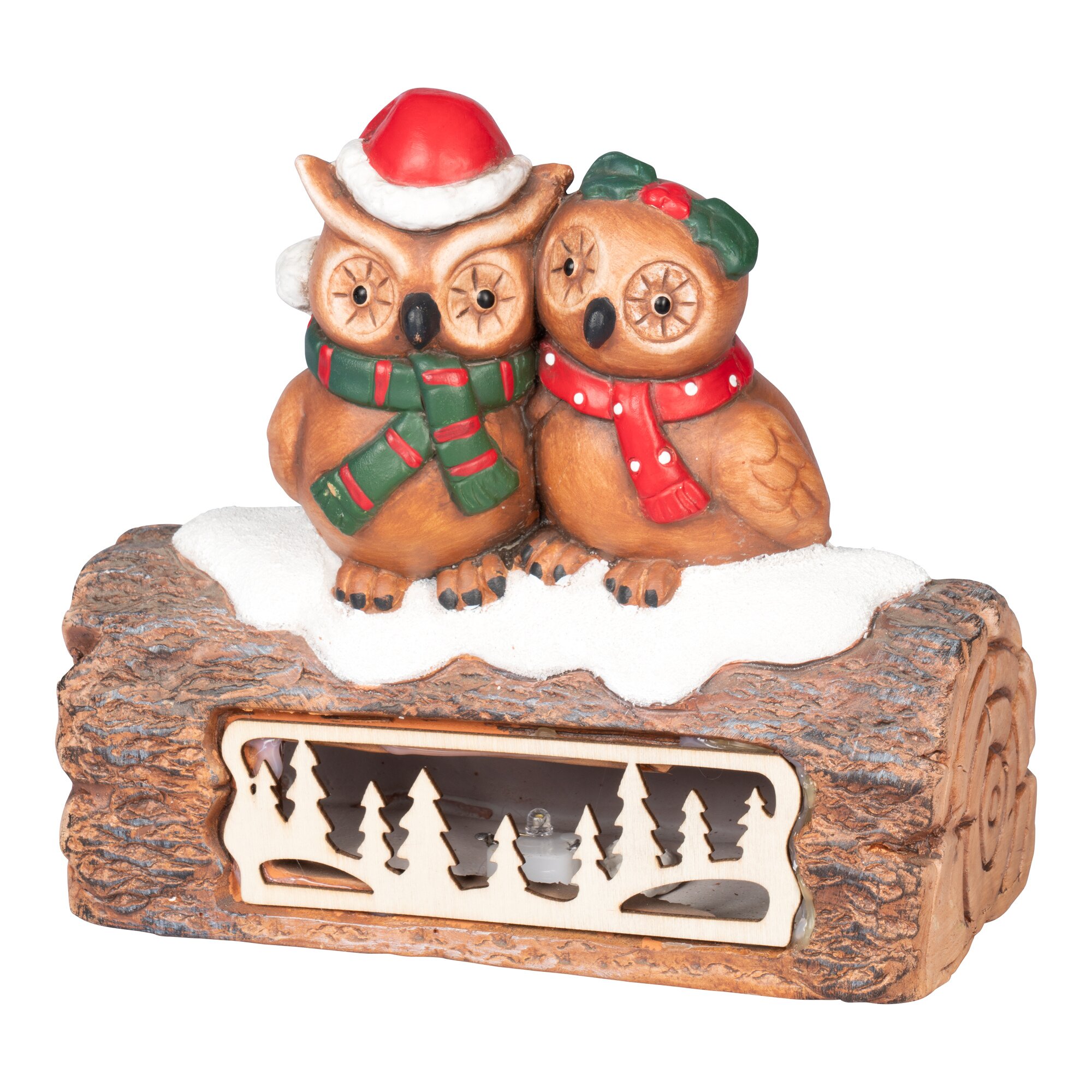 LED-Dekofigur „Wintereulen“