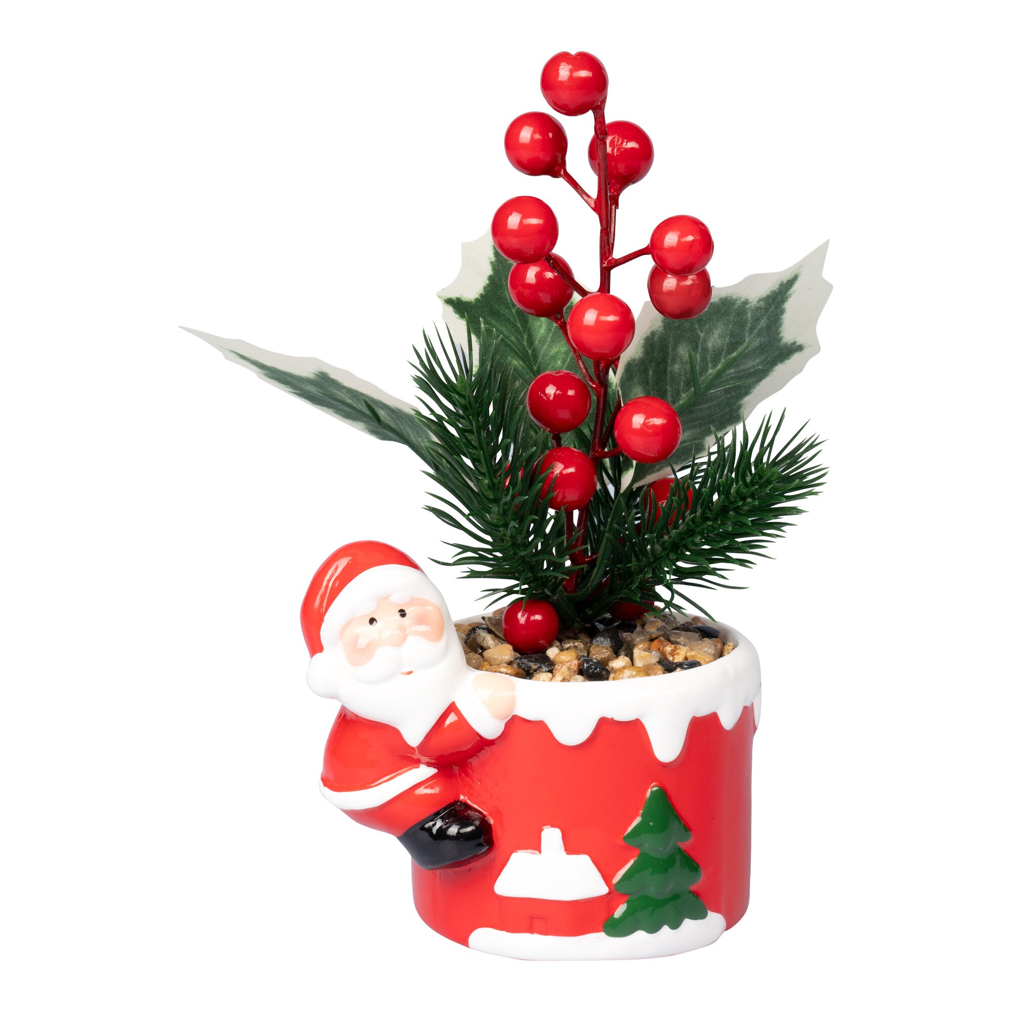 Gesteck "Beeren-Topf Santa"