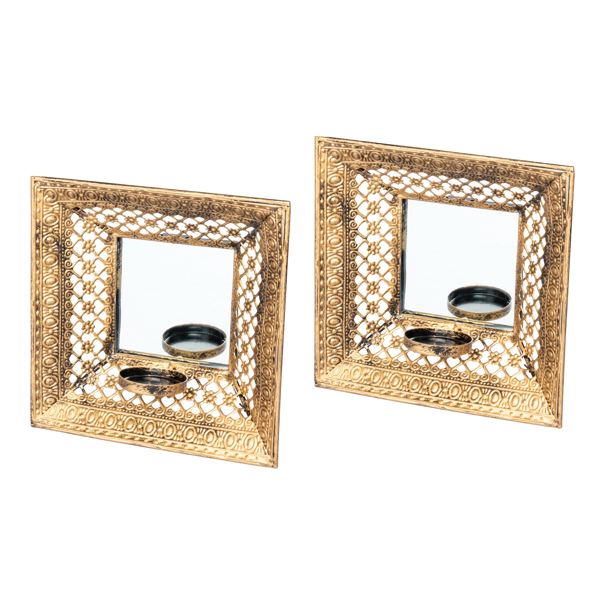 Wandleuchten mit Spiegel, 2 Stück