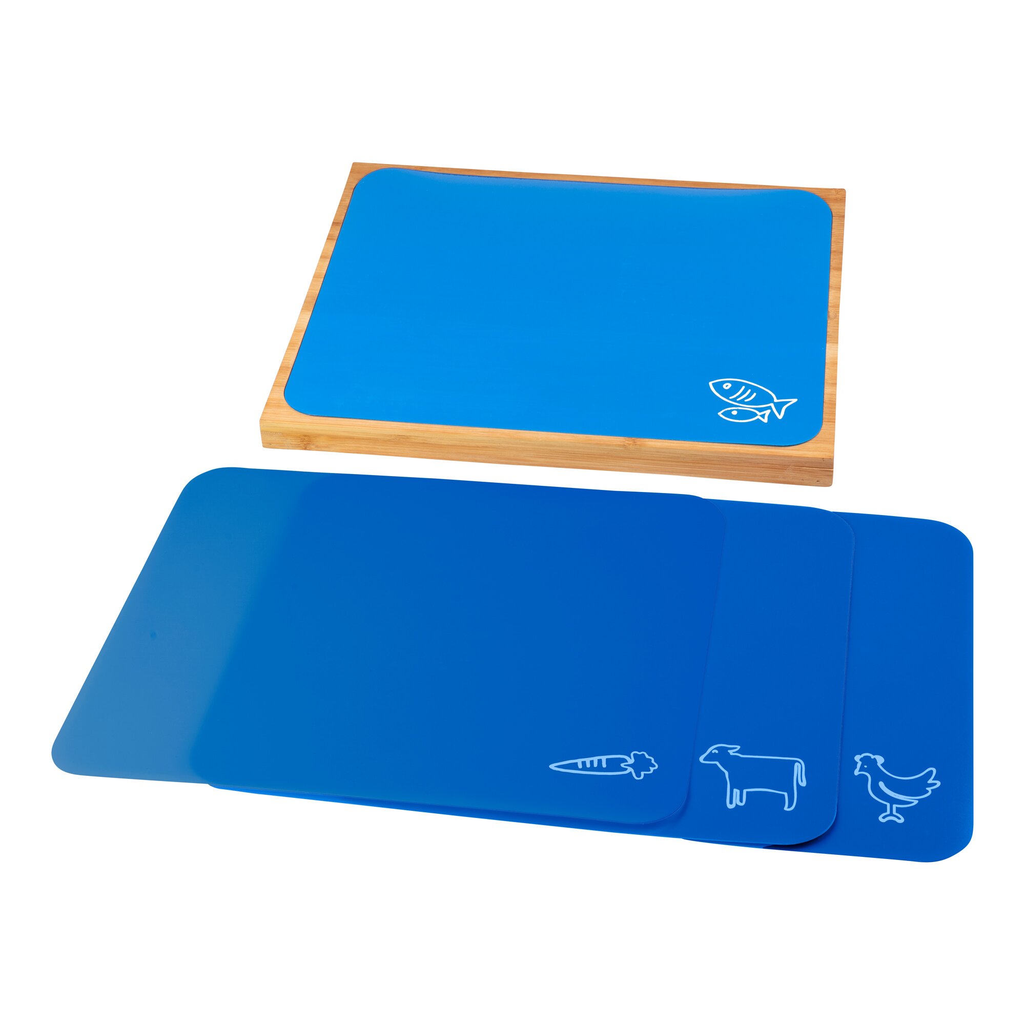 Bambus-Schneidebrett inkl. 4 Unterlagen, 5-teilig