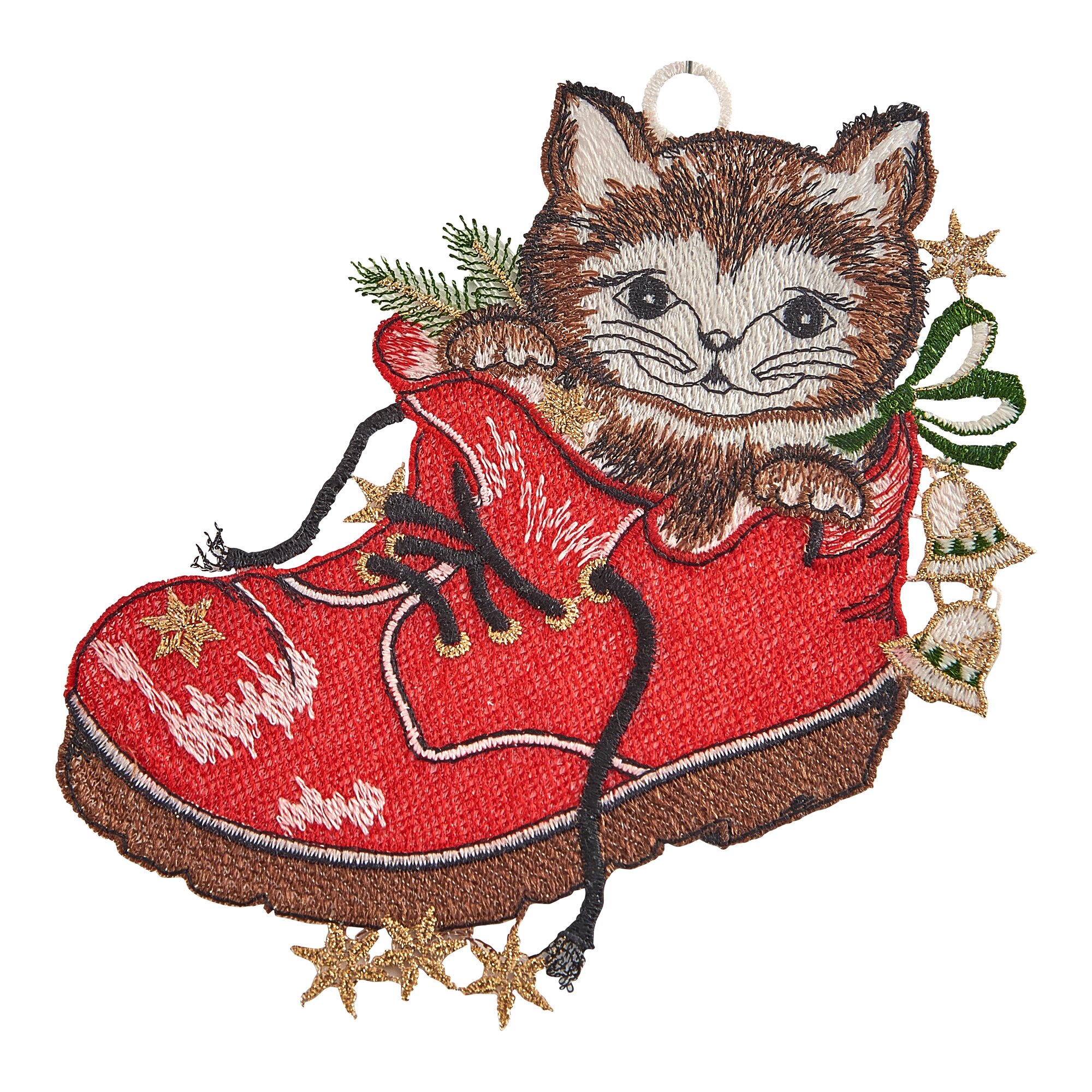 Fensterbild-Stickerei aus Plauener Spitze