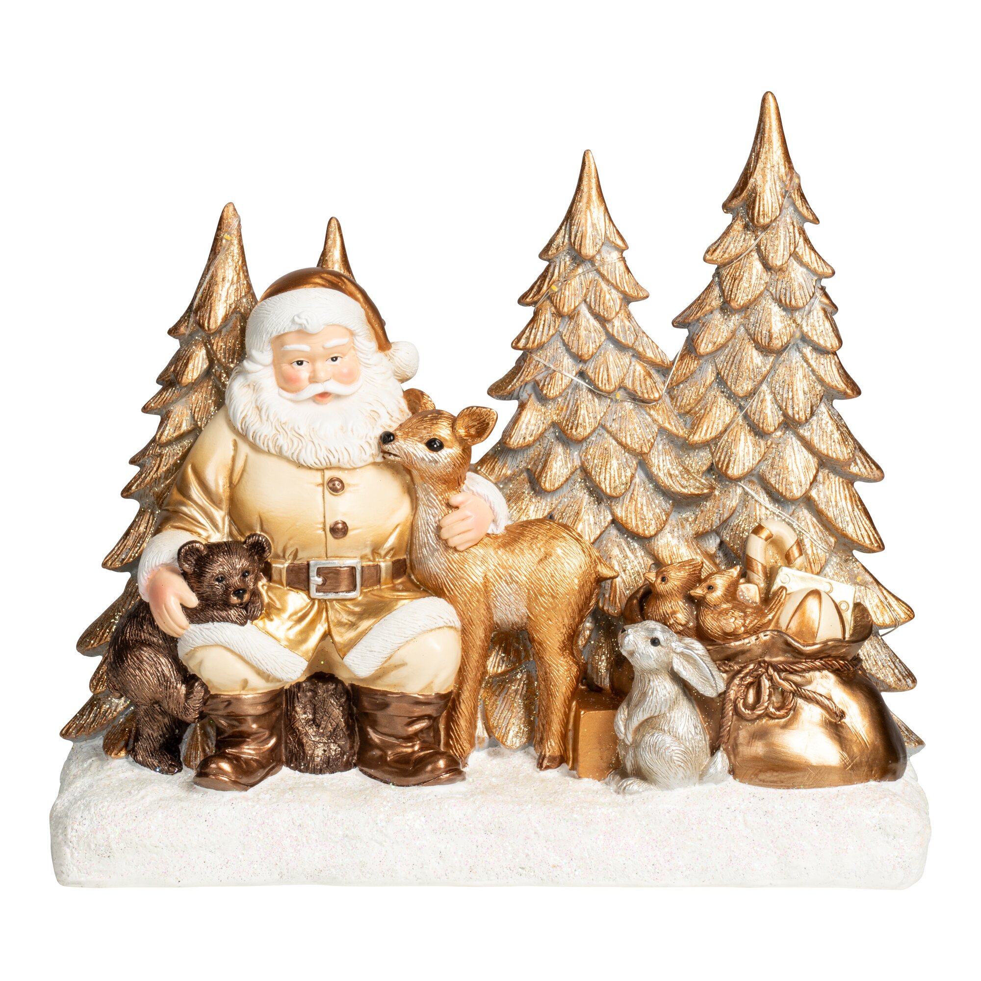 LED-Dekofigur „Santa mit den Tieren“