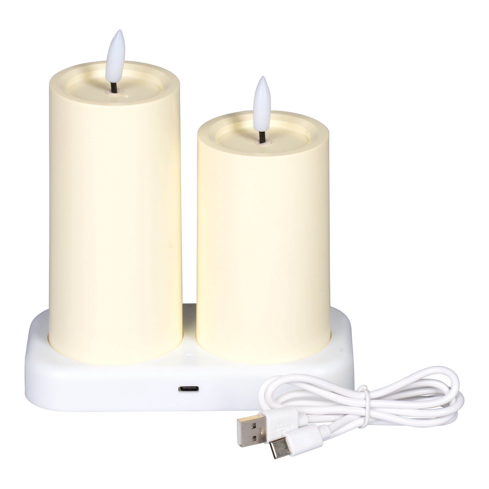 LED-Kerzen mit Ladestation, 2 Stück
