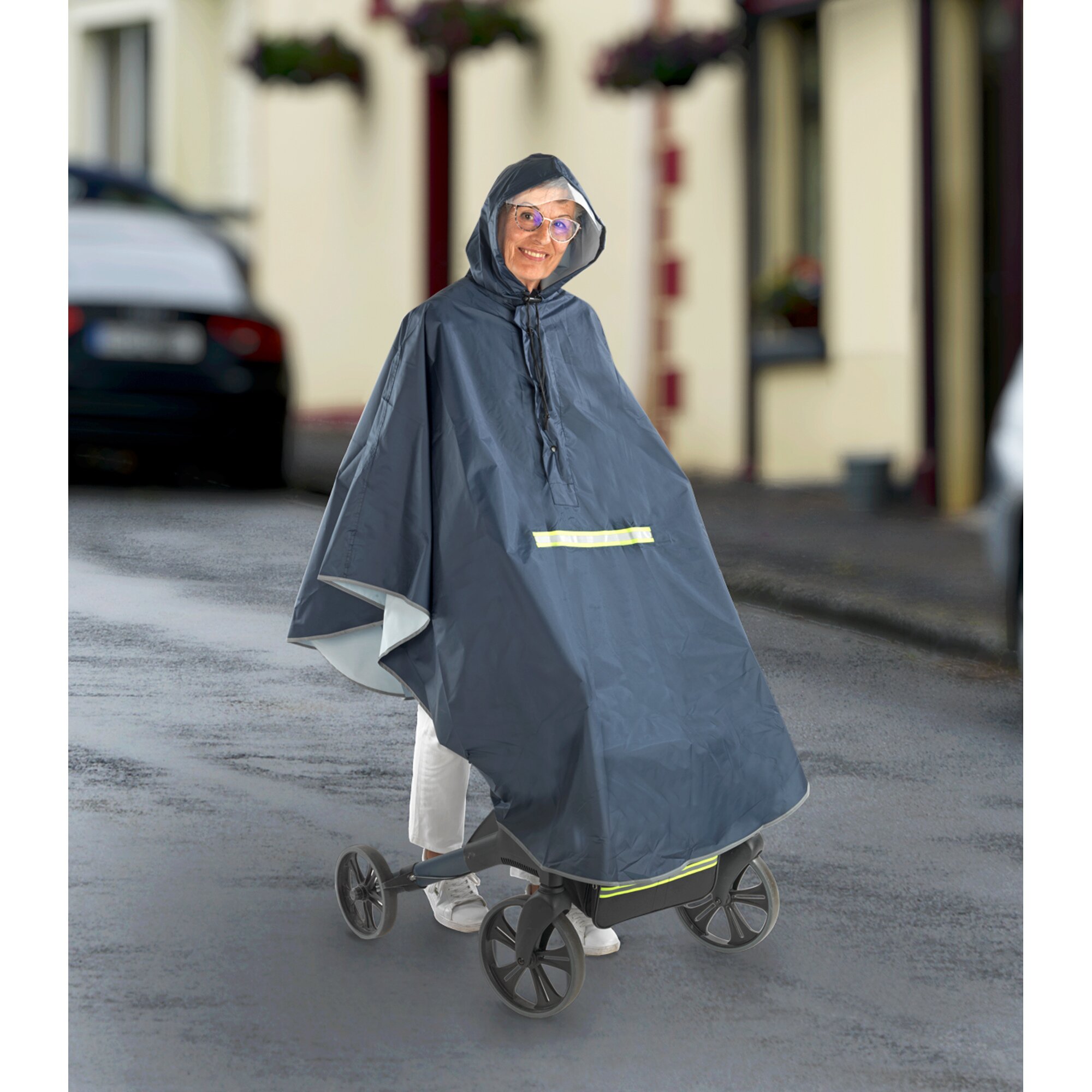 ® Rollator-Regencape + Gratis Aufbewahrungstasche blau