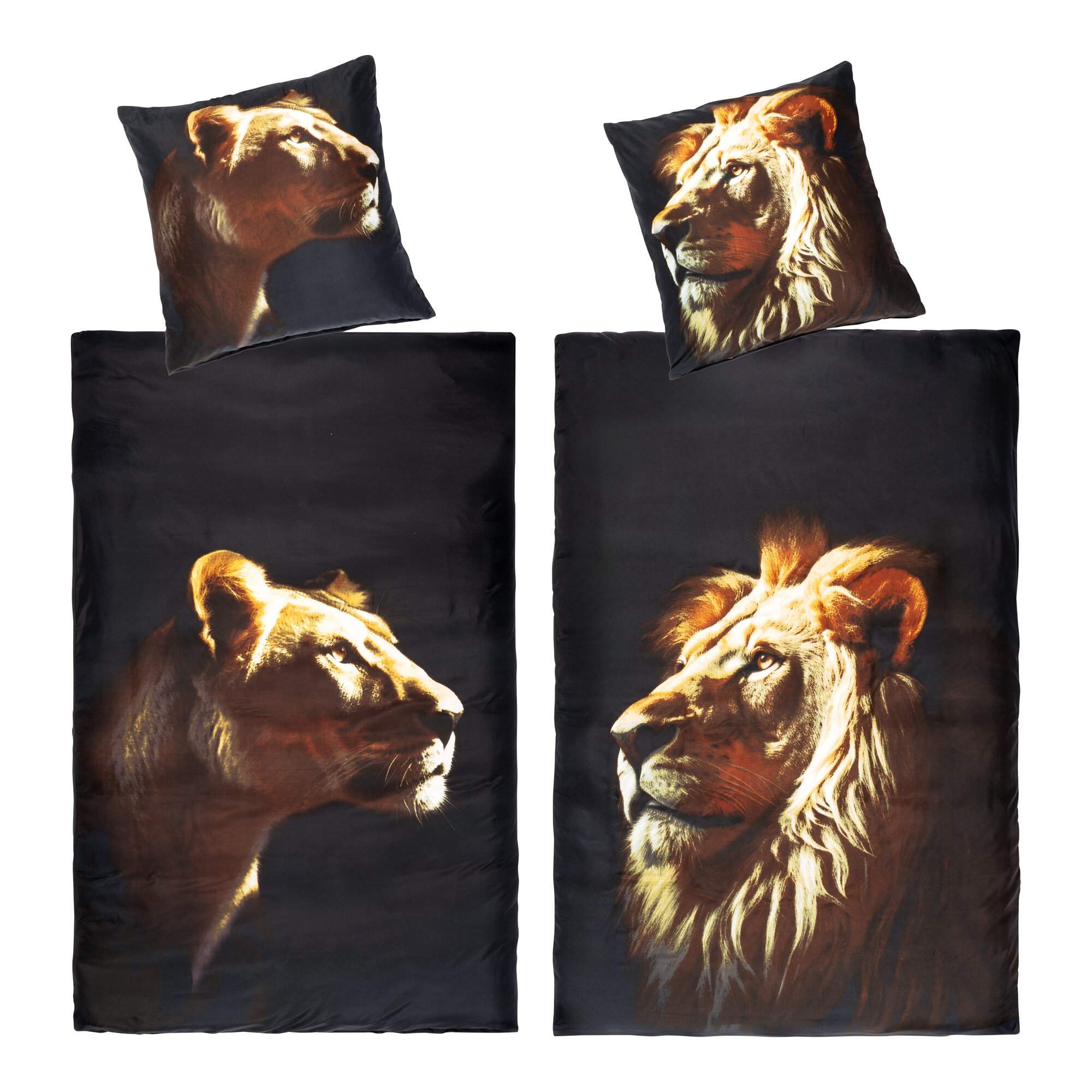 Image of Bettwäsche-Set "Löwenfamilie", 4-teilig, 135x200 cm