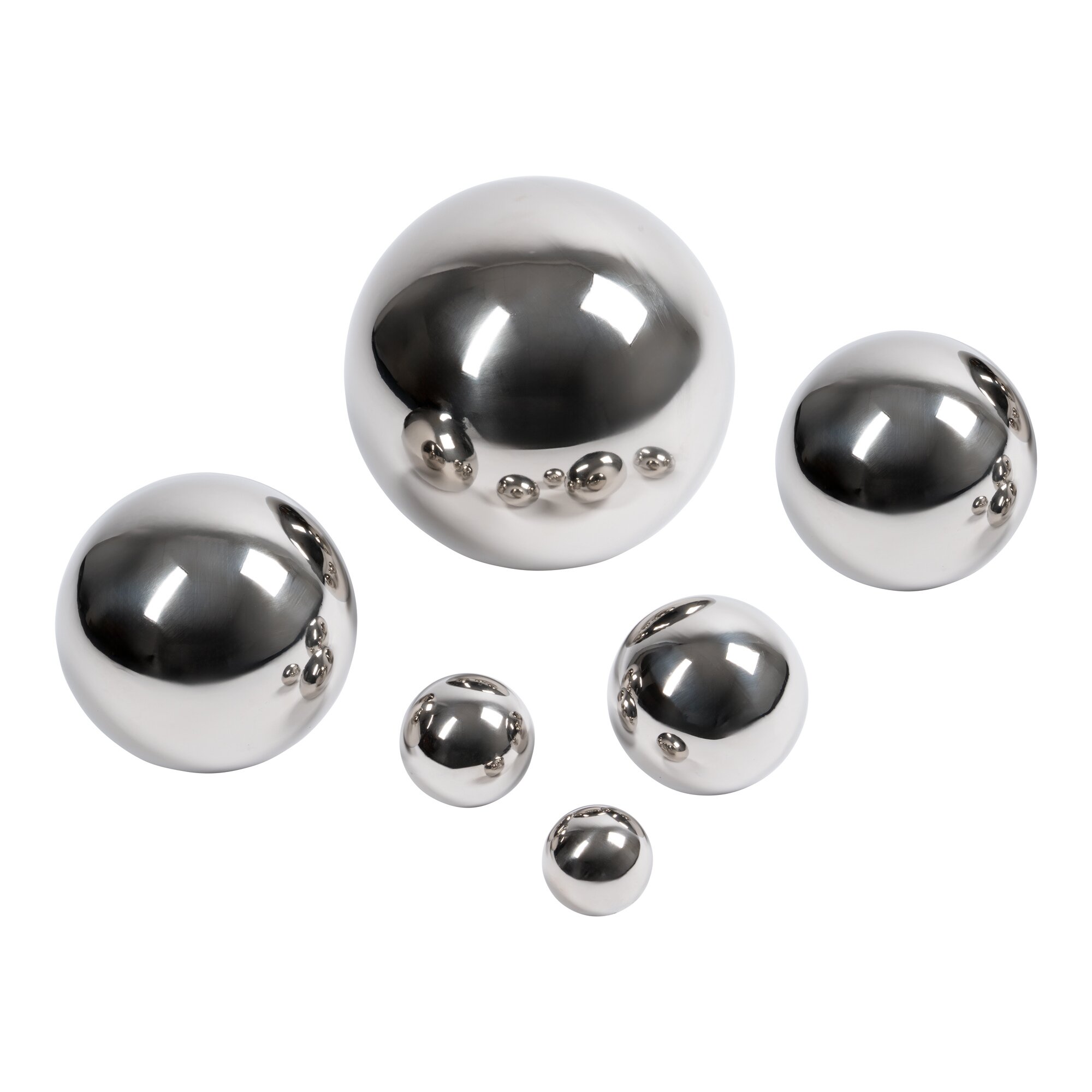 Garten-Edelstahlkugeln, 6 Stück