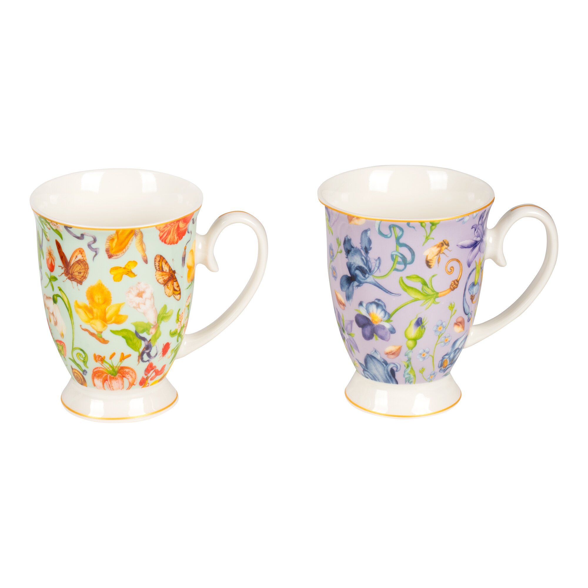 Porzellan-Tassen „Blumig“, 2 Stück je 330 ml