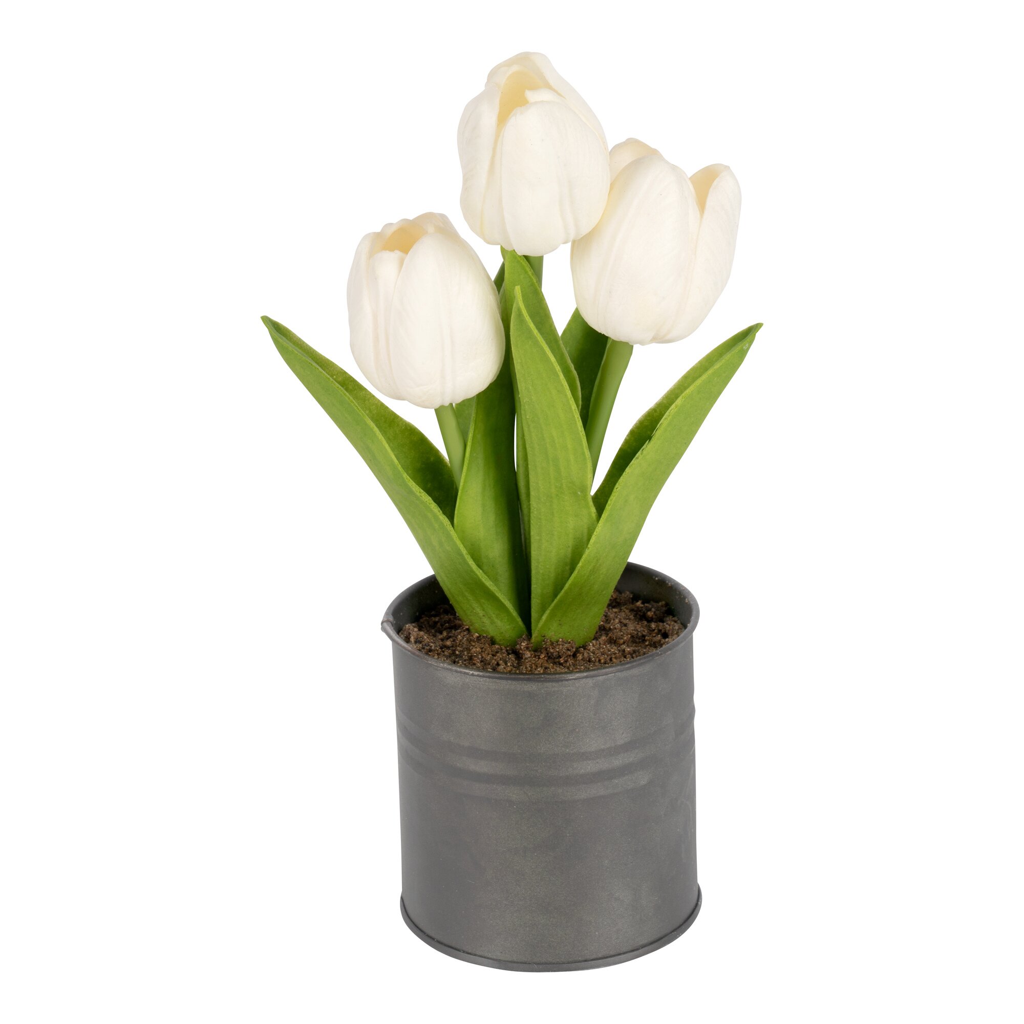LED-Kunstblume Tulpentöpfchen "Real Touch", weiß
