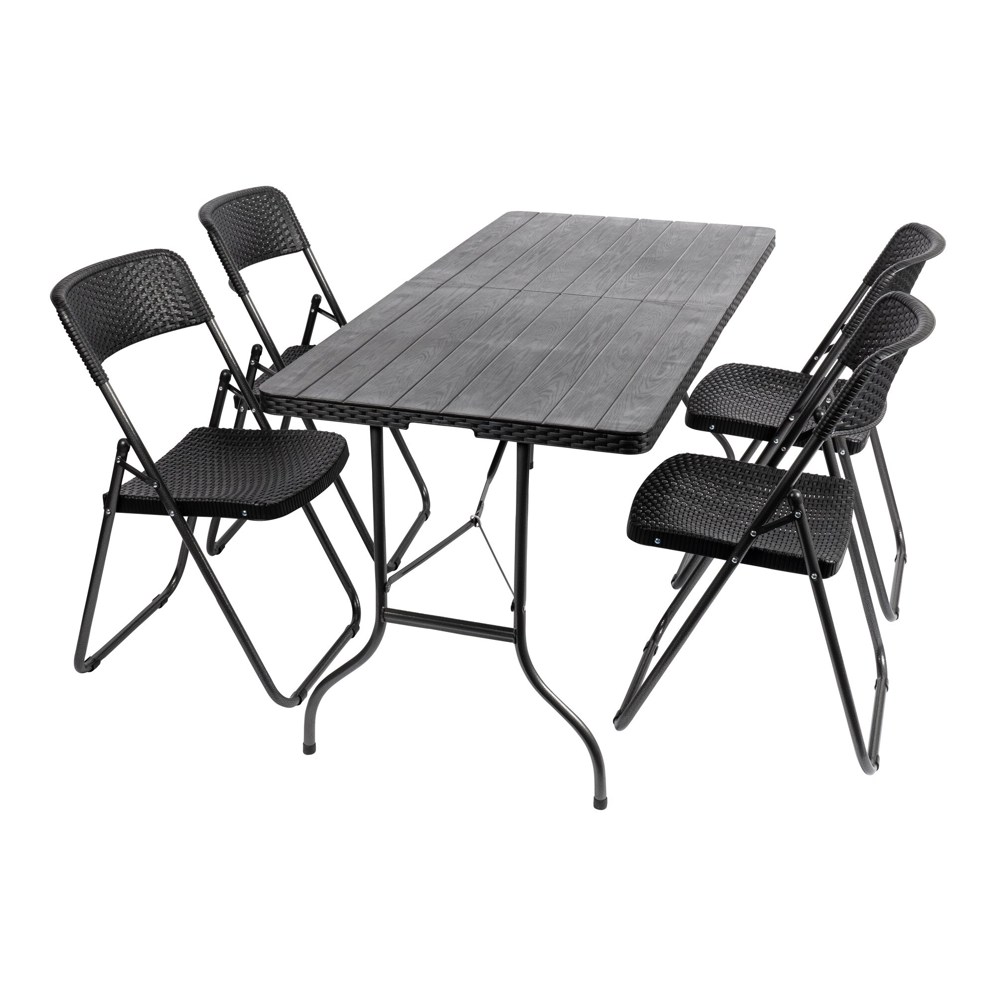 Platzspar-Sitzgruppe „Rattanoptik“, 5-teilig