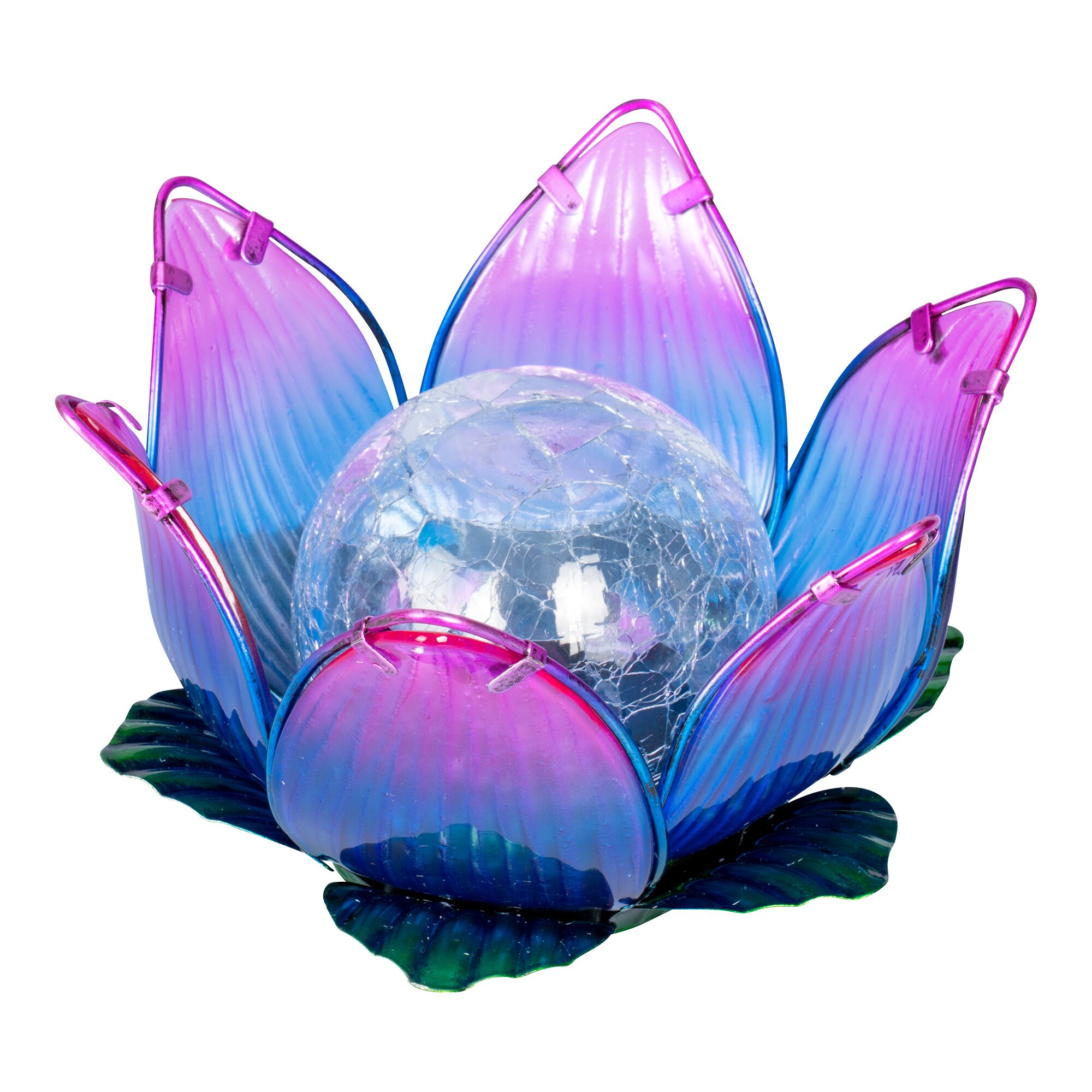 Solar-Glas-Leuchte „Lotusblume", lila