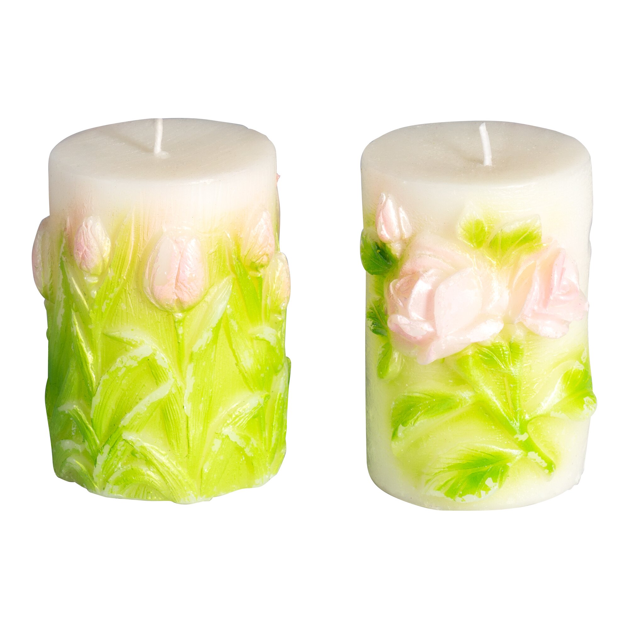 3D-Kerzen-Set „Blumen“, 2 Stück