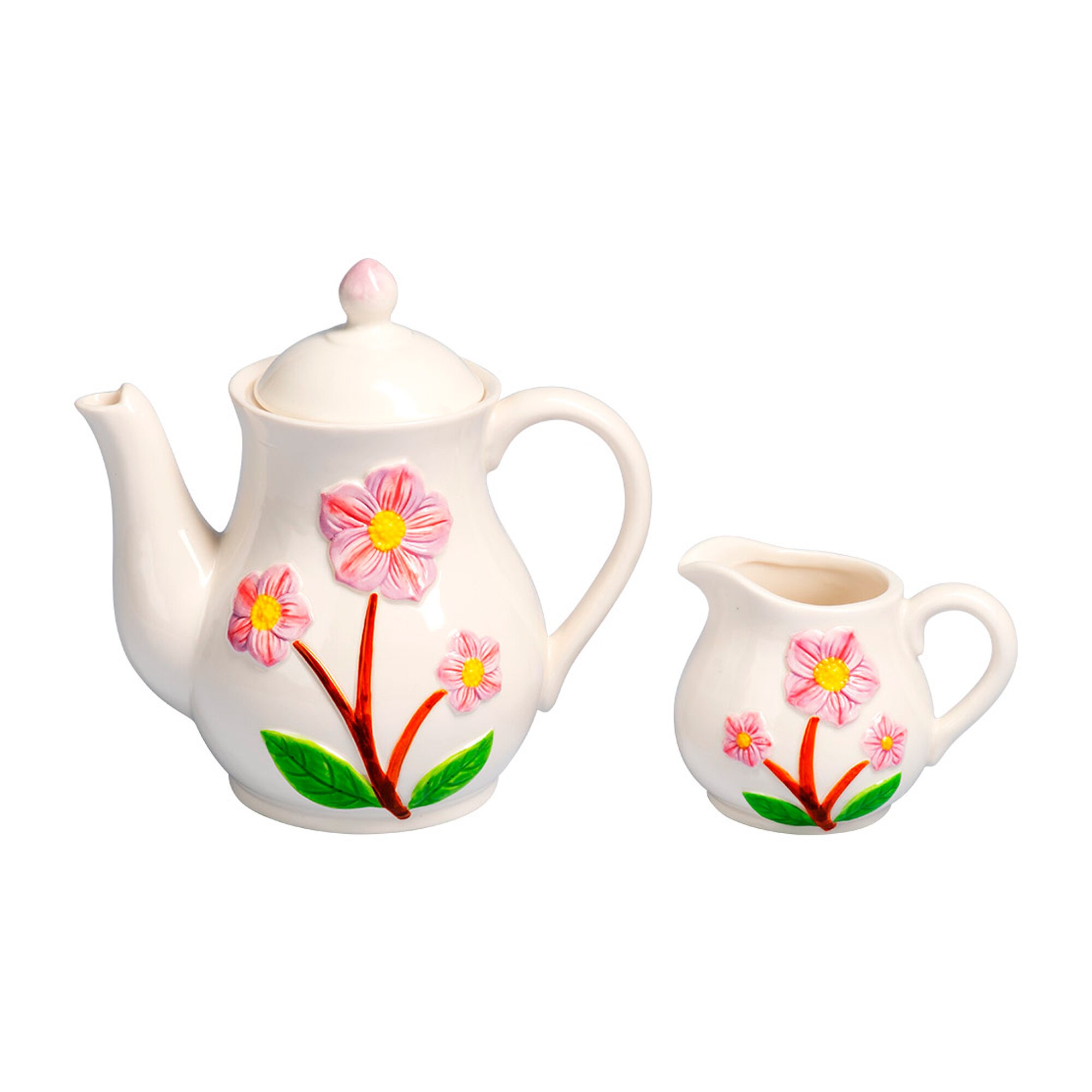 Image of Kannen-Set Kaffeekanne & Milchkännchen „Blumen“, 2-teilig