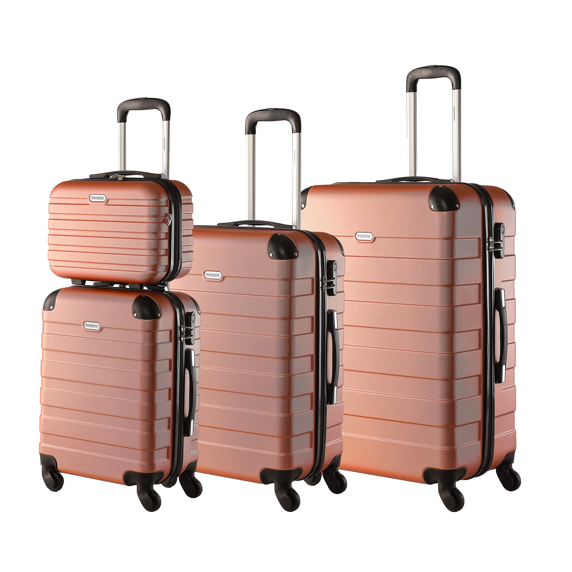 Hartschalen-Koﬀer-Set „Essential“, 4-teilig rosa schwarz