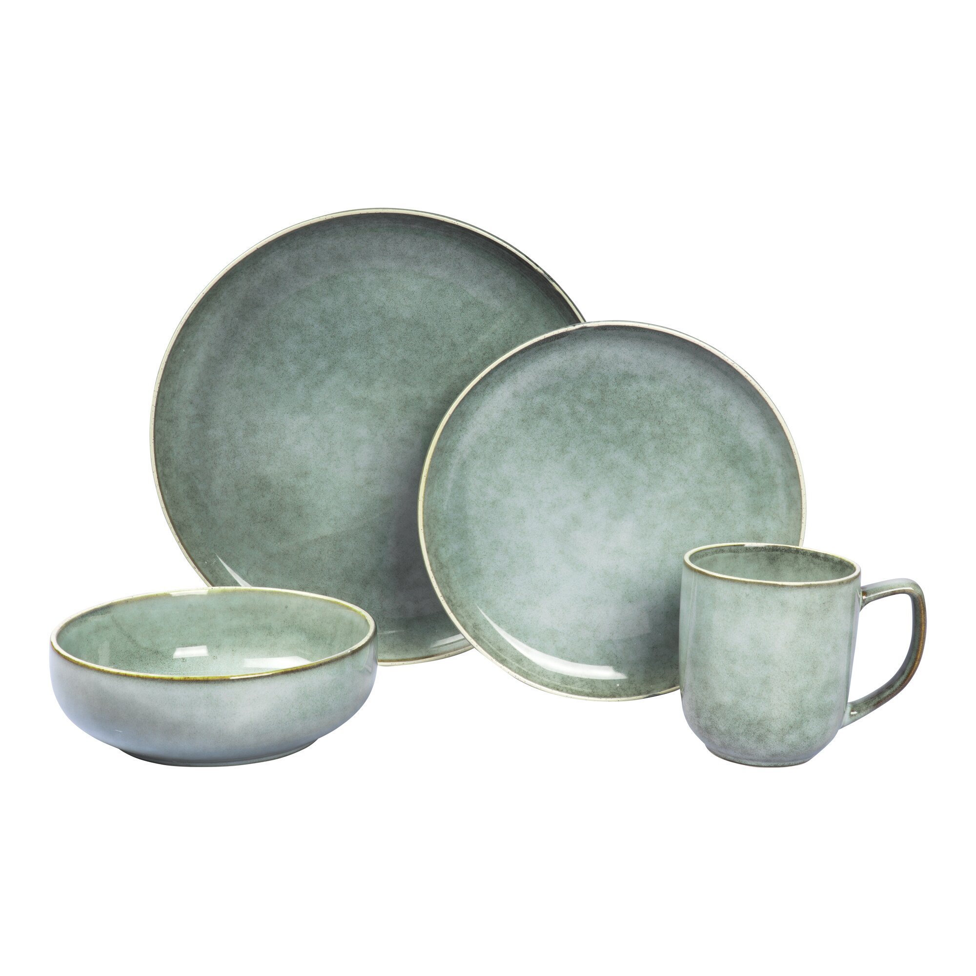 Image of Steinzeug-Geschirr-Set „Natur“, 4-teilig