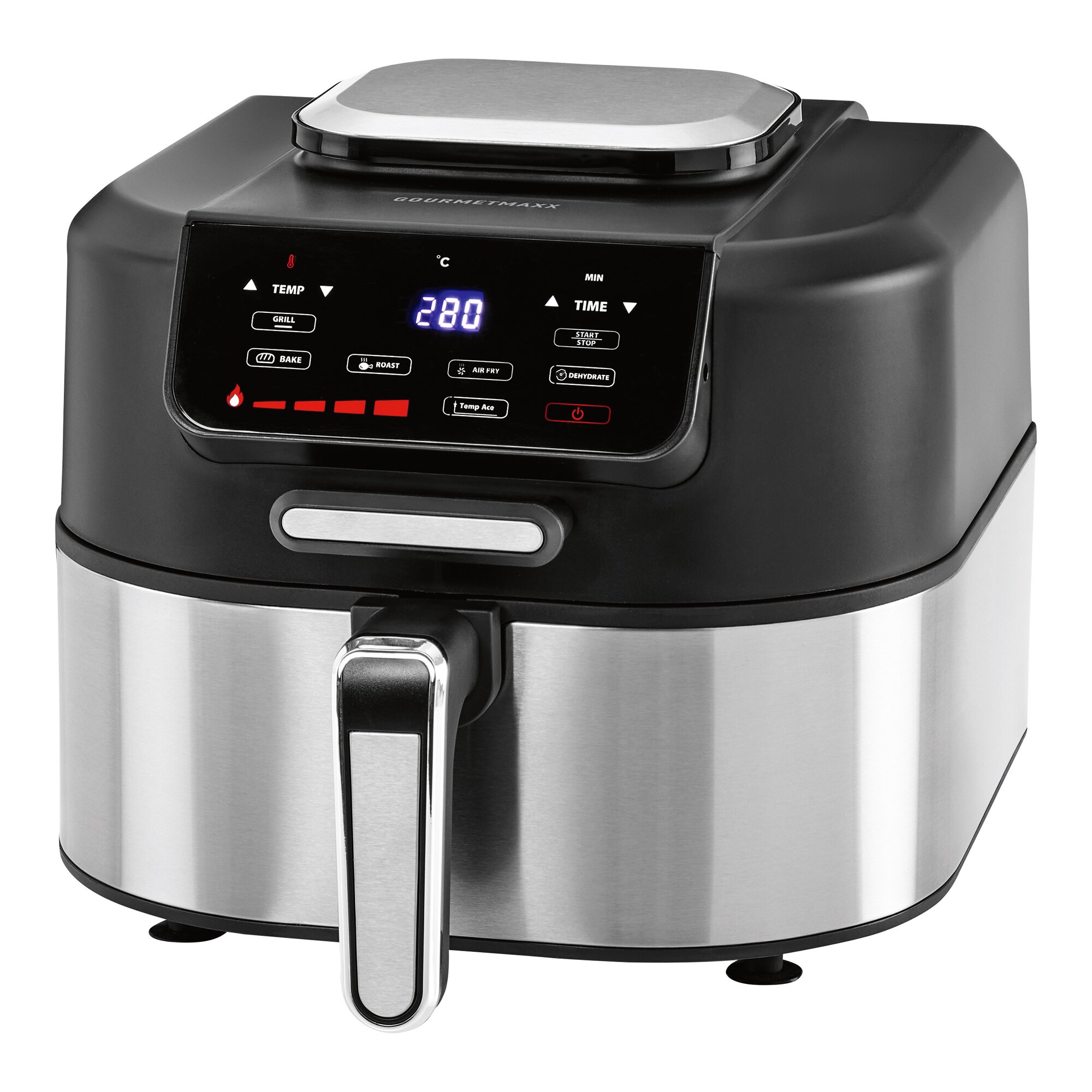 Grill-Heißluftfritteuse „2 in 1“ schwarz