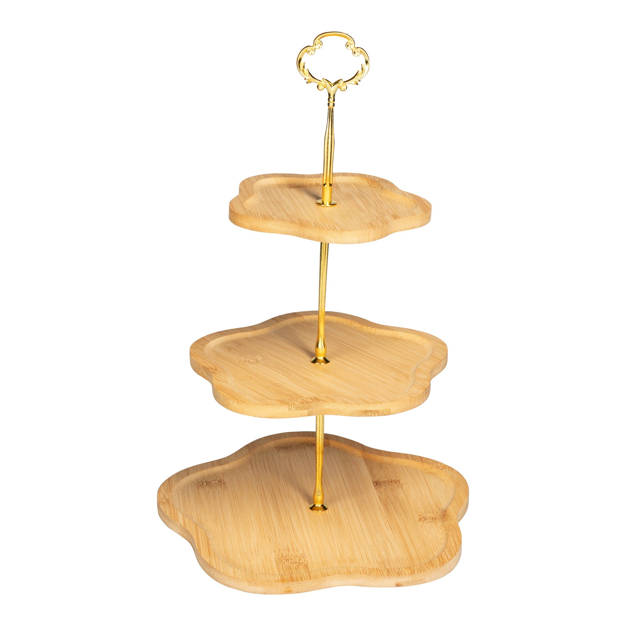 Bambus-Etagere „Blüten“ braun gold