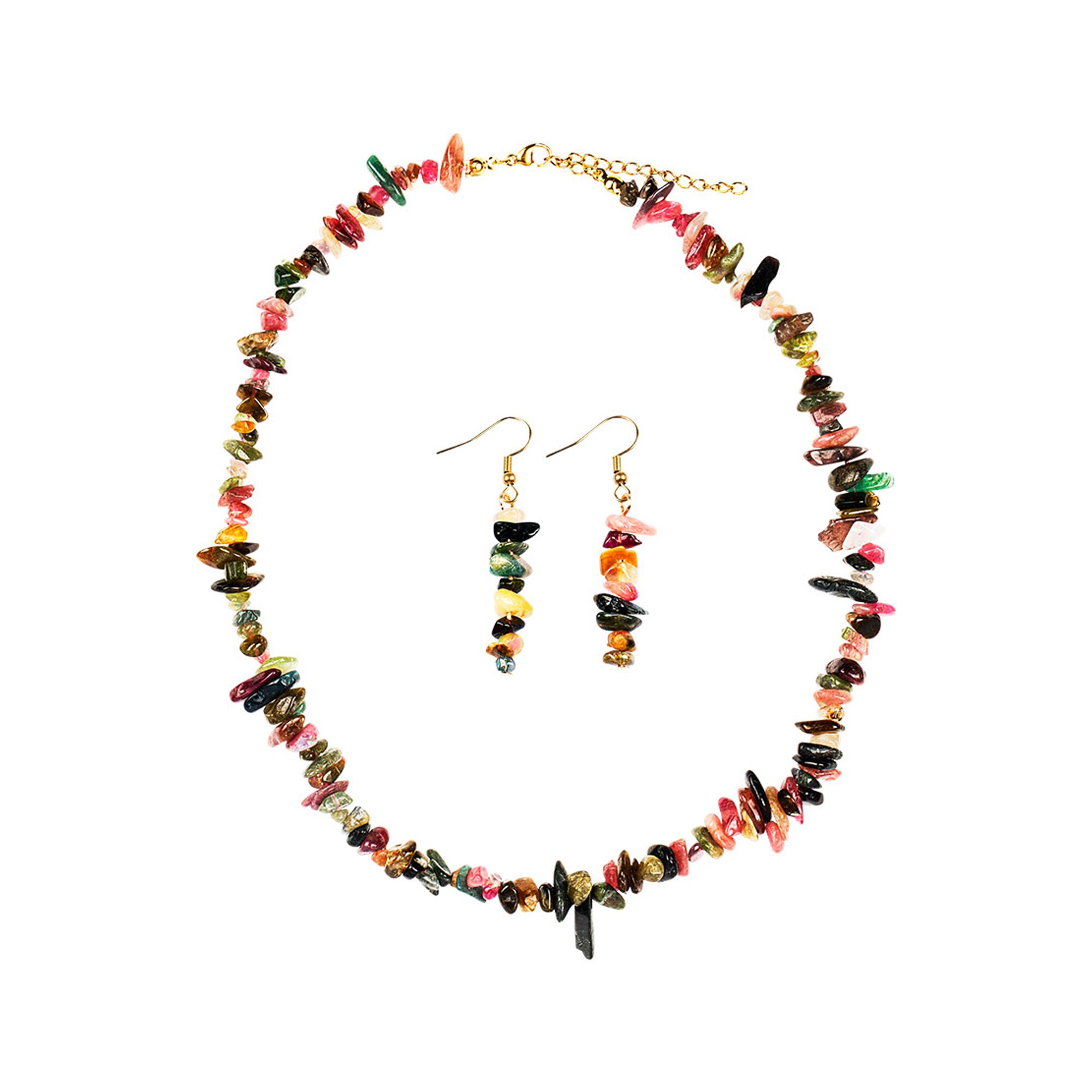 Image of Schmuck-Set Ohrringe & Halskette „Turmalin“, 3-teilig