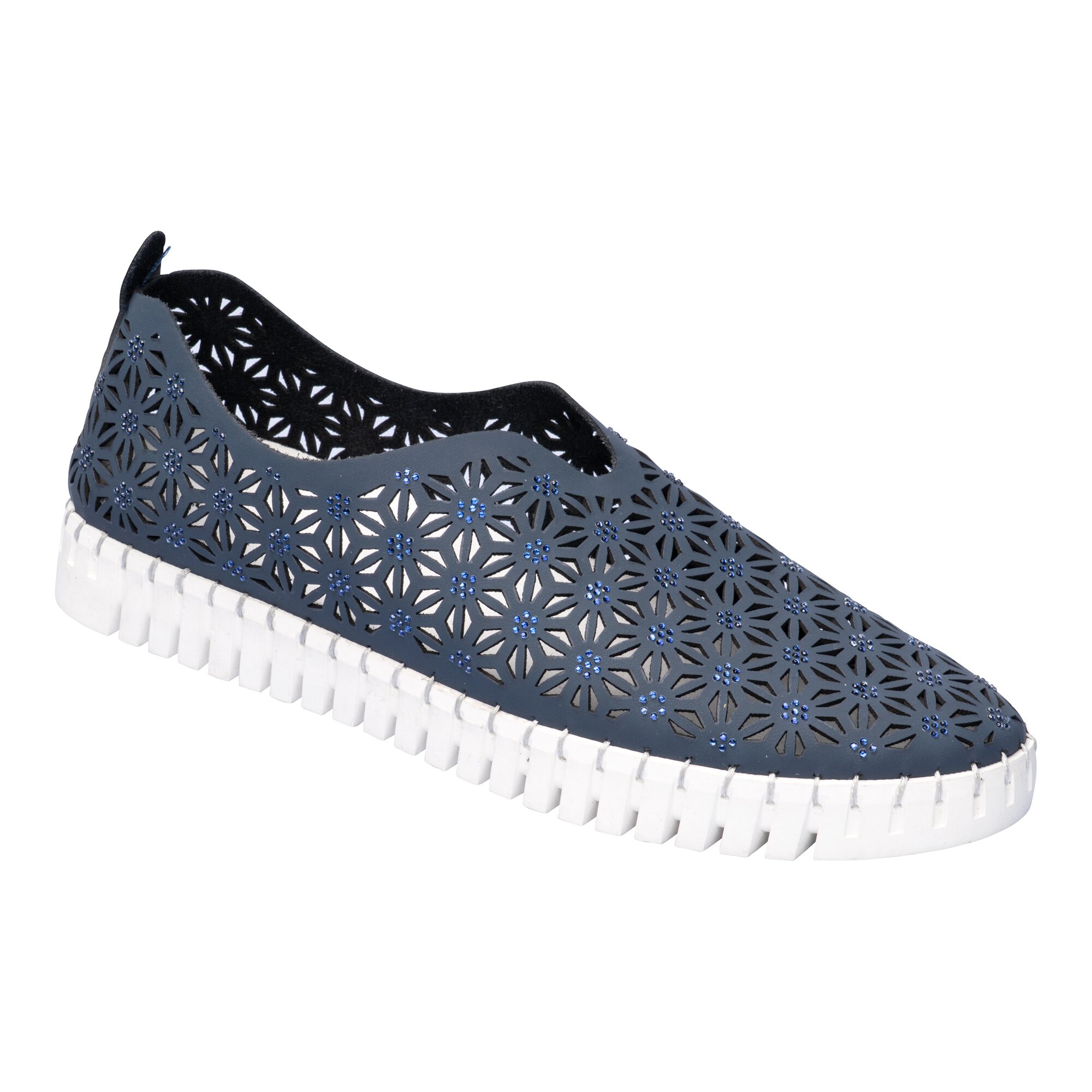 Leder-Mokassin „Glitzerstein“ 36 blau