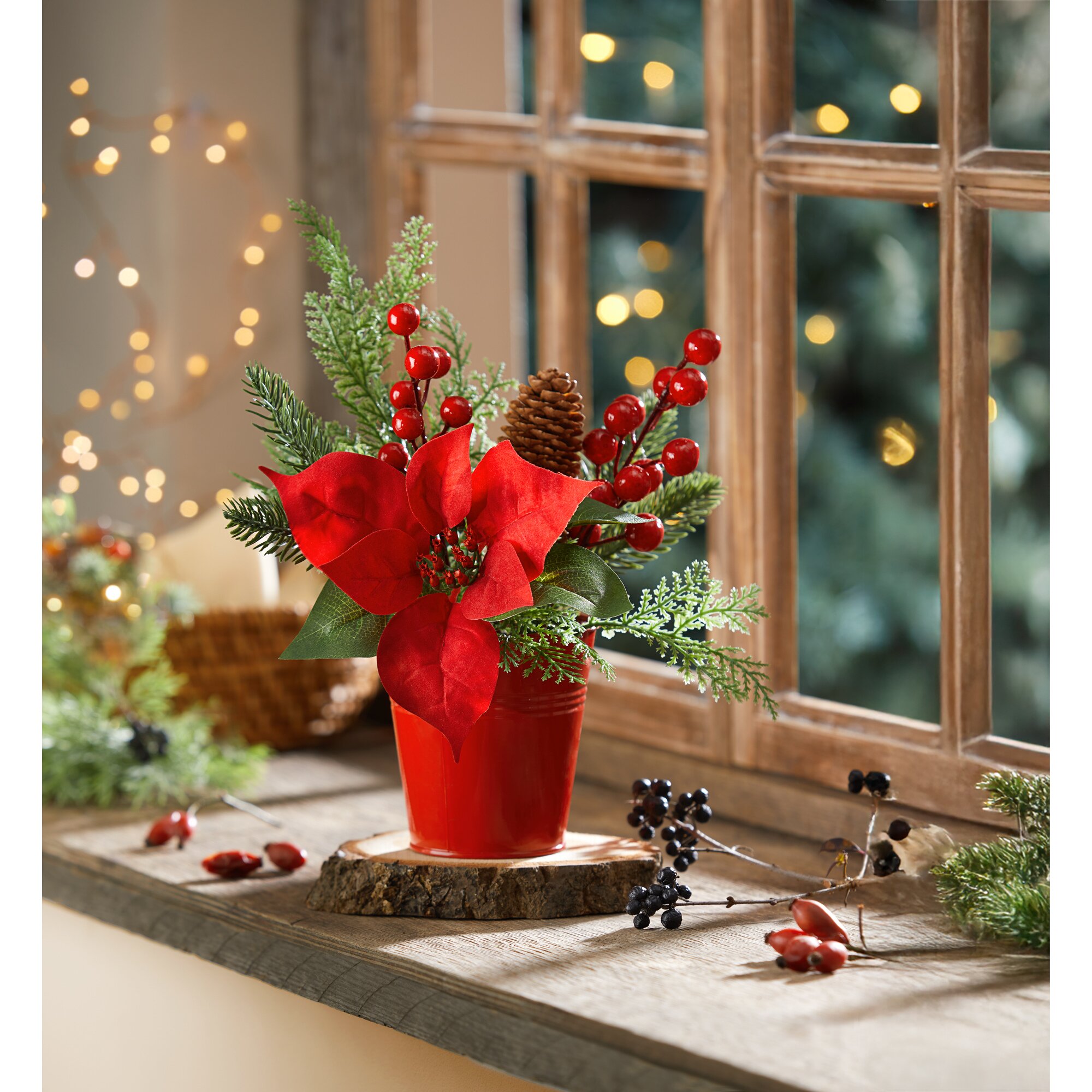 Kunstblumengesteck „Weihnachtsstern“