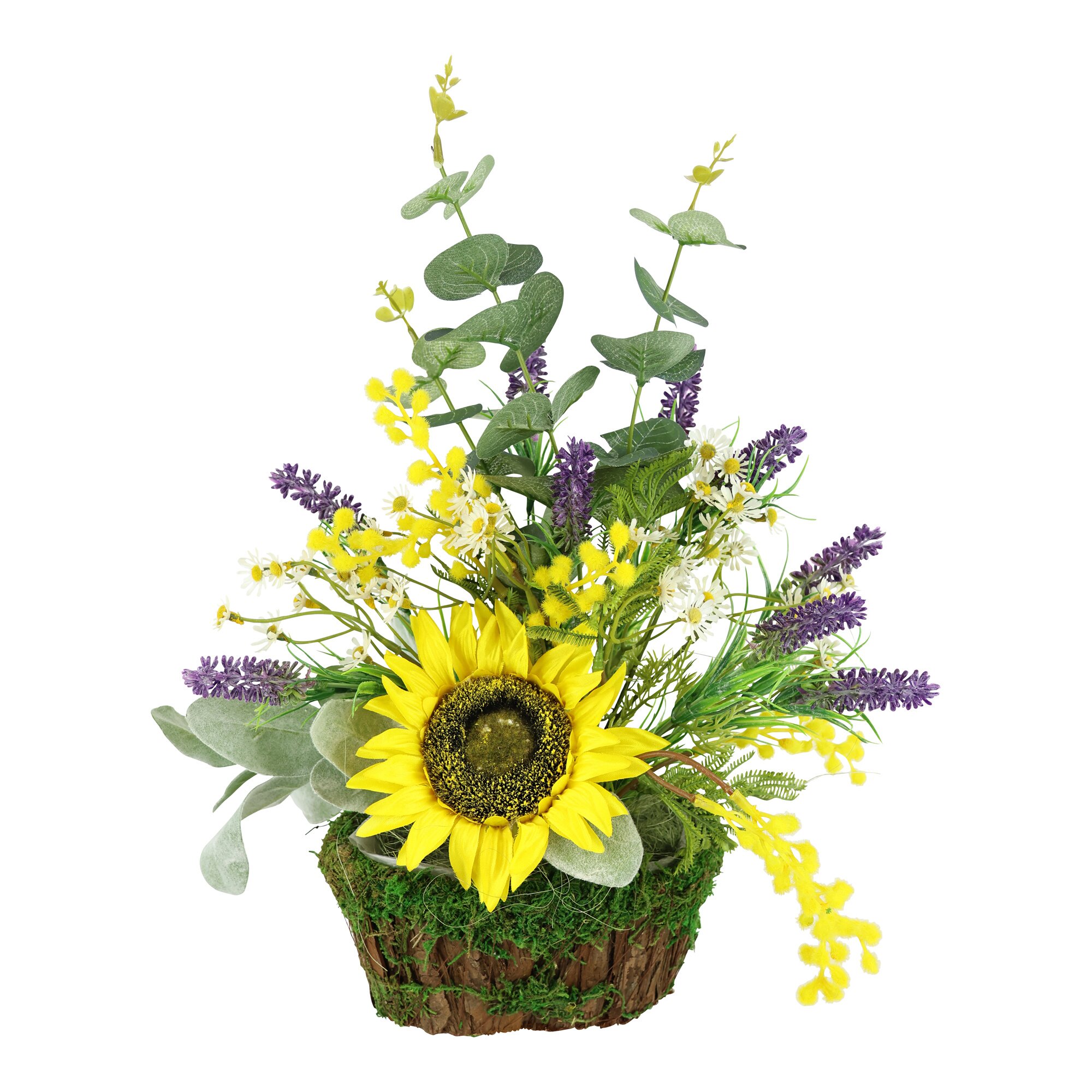 Image of Kunstblumengesteck "Sonnenblumen mit Lavendel"