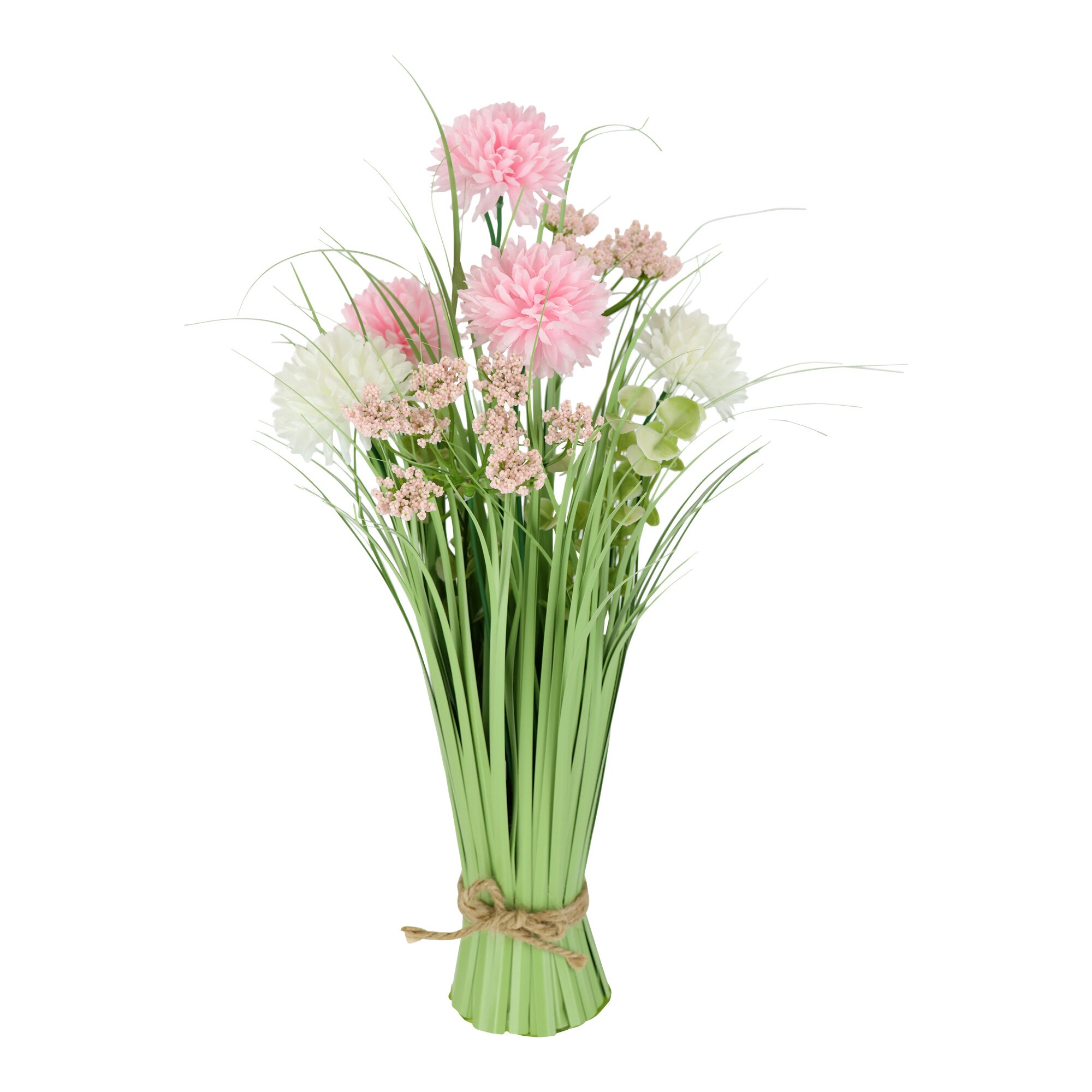 Grasbund mit Dahlien rosa