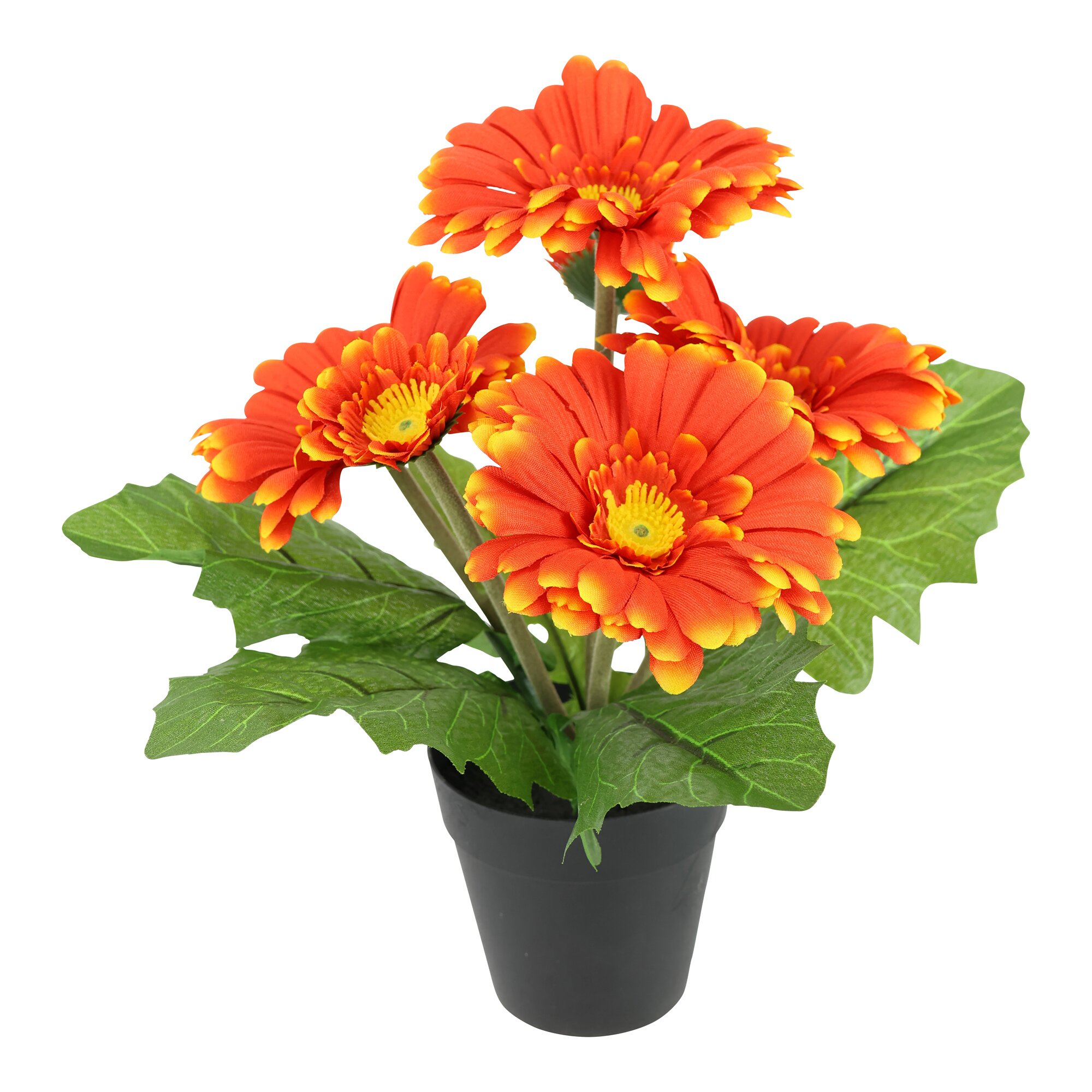 Kunstblume "Gerbera im Topf" orange
