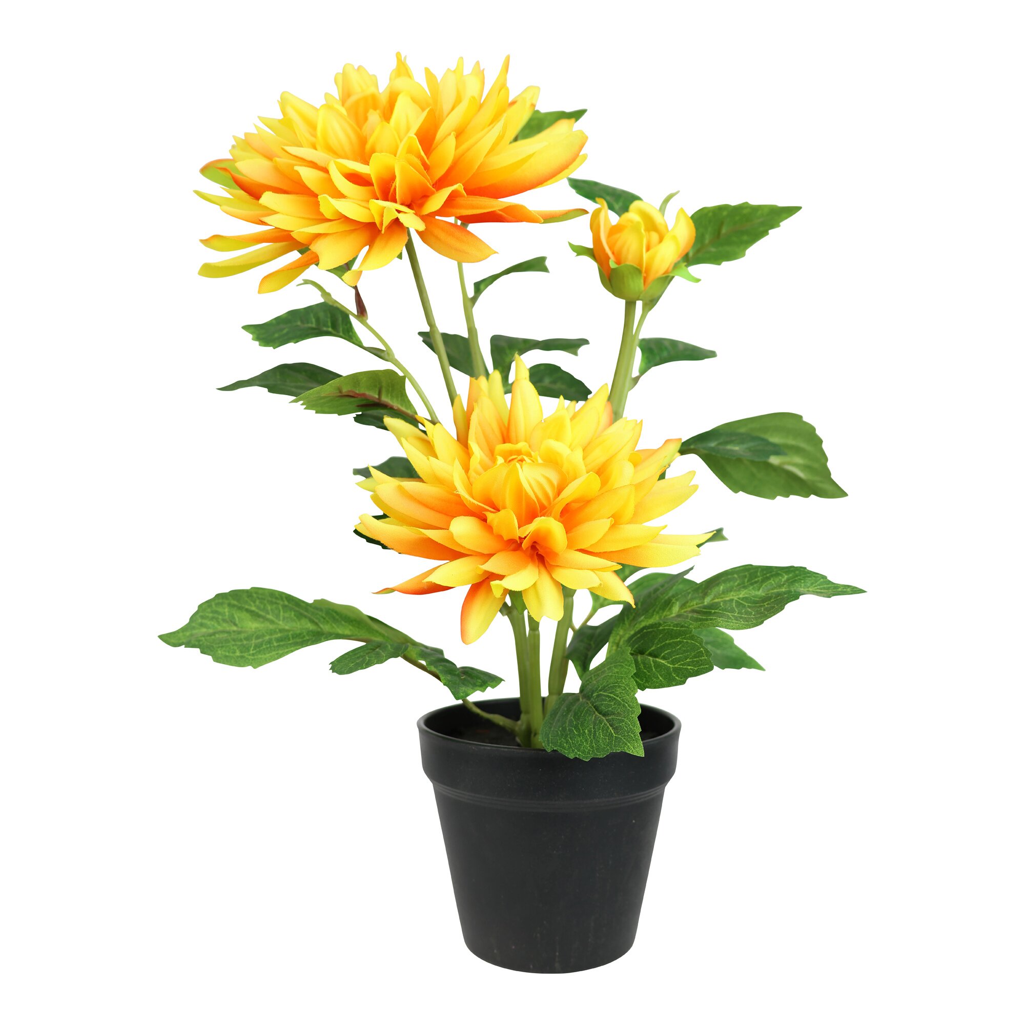 Kunstblume "Chrysanthemen im Topf" gelb