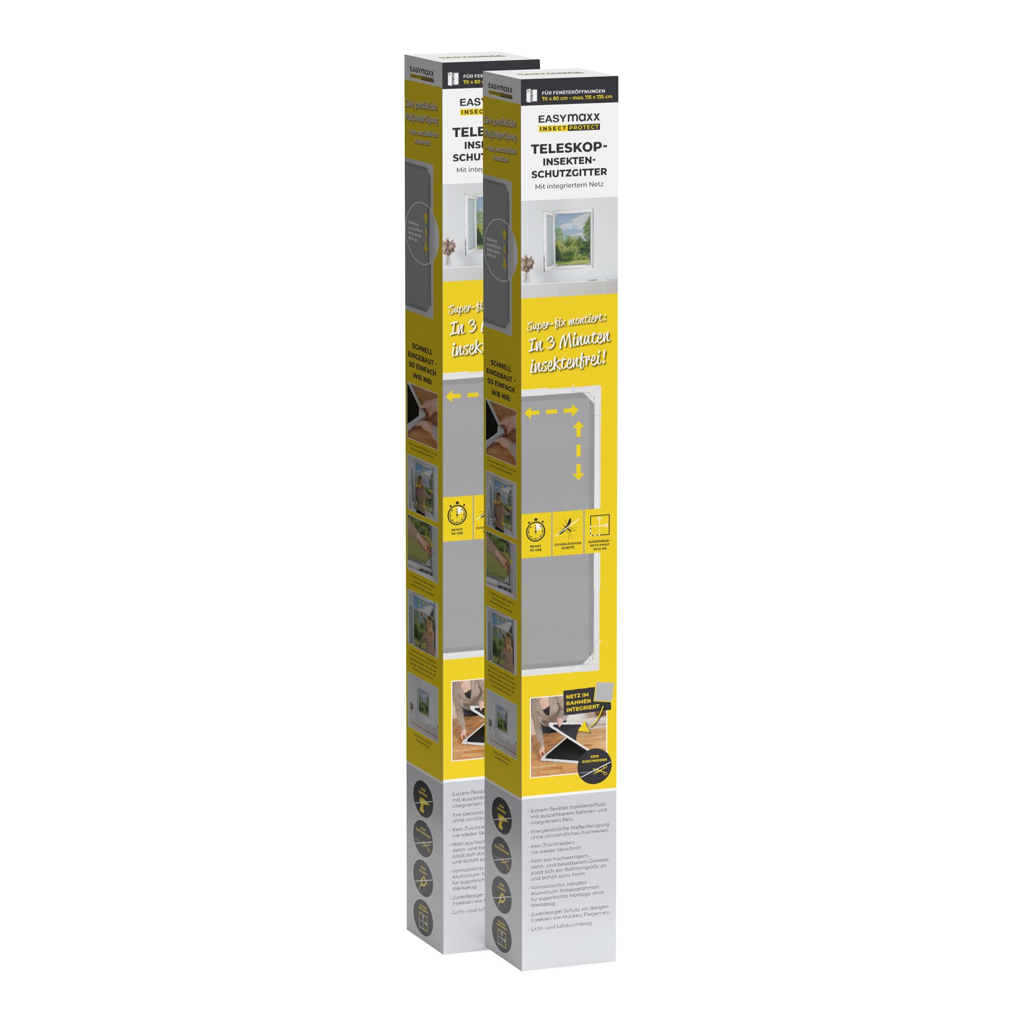 Teleskop-Insektenschutzgitter-Set "Magic Fit", 2 Stück weiss