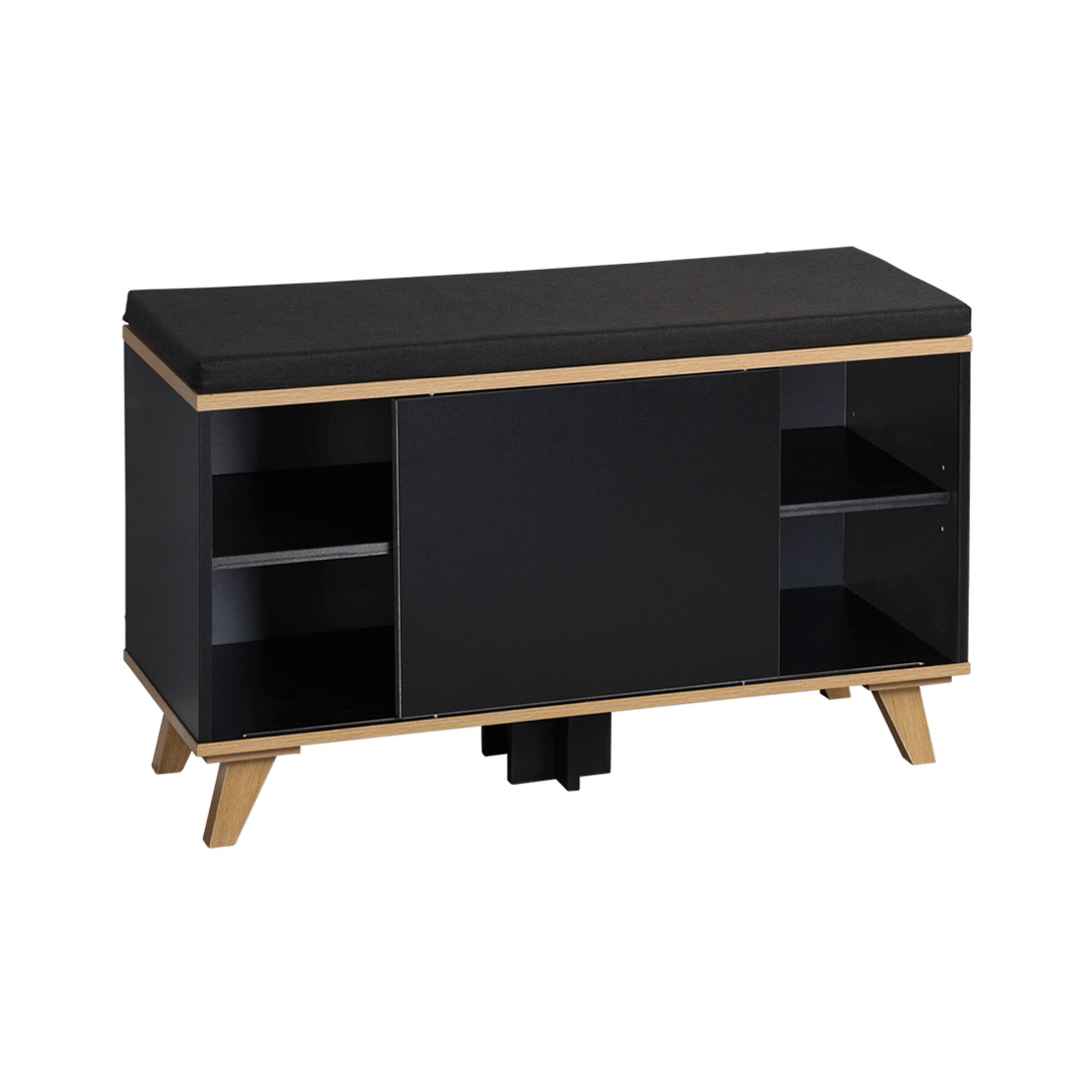 Schuhschrank mit Sitzkissen, schwarz