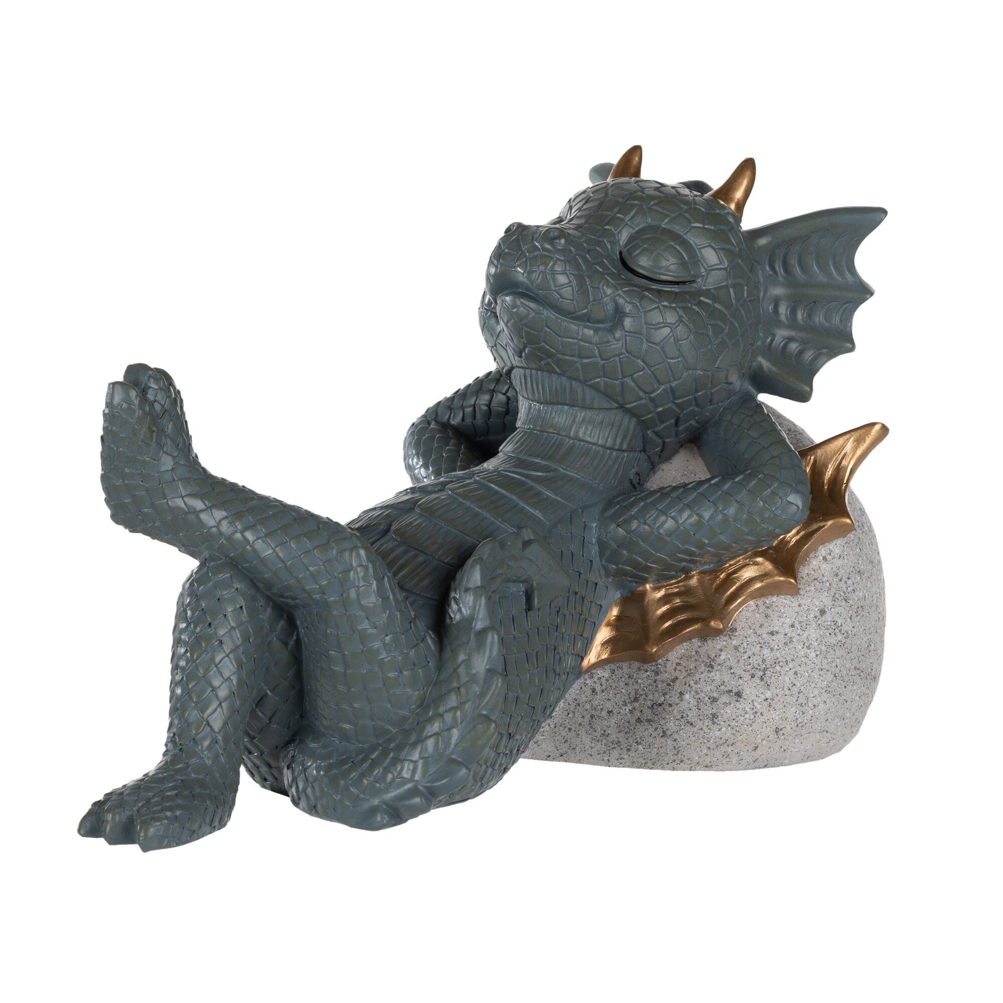 LED-Gartenfigur "schlafender Drache" grau
