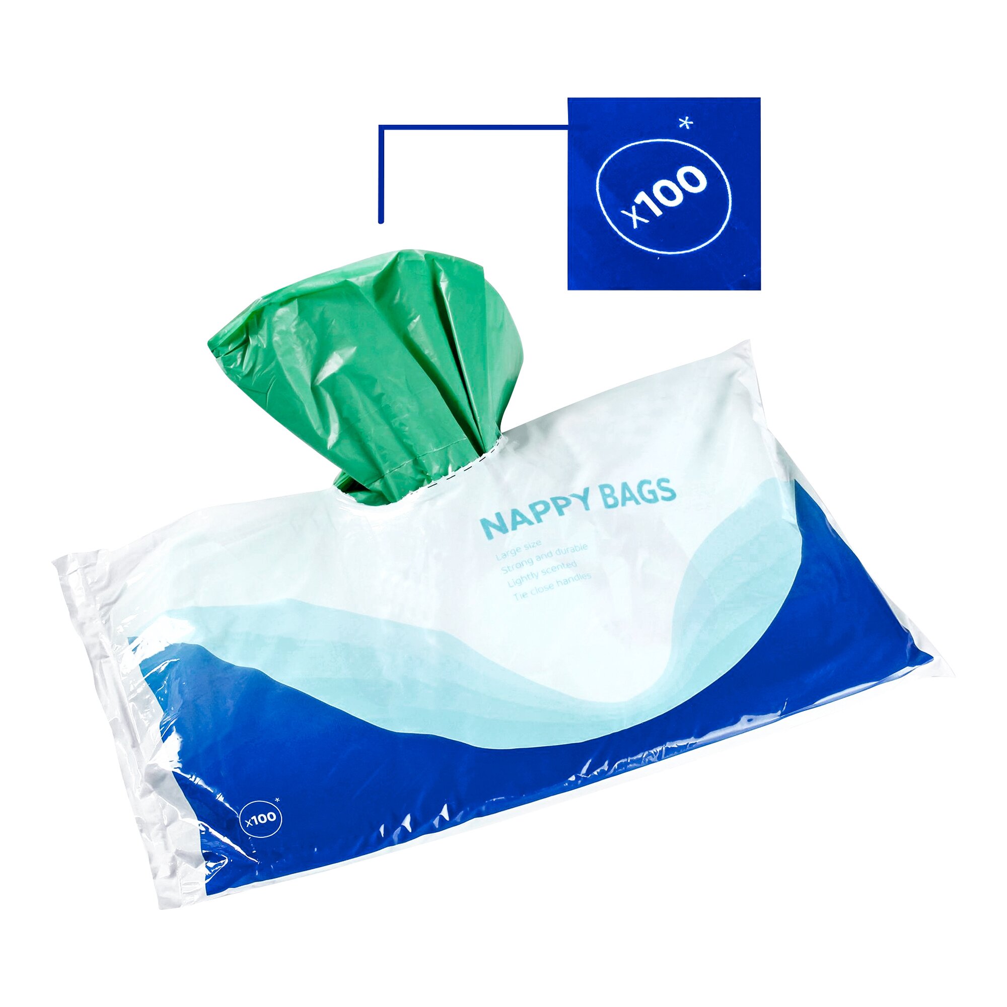 Sacs poubelle pour couches, 100 pièces