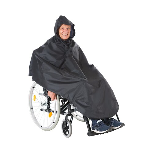 TRI Rollstuhl-Poncho Regenjacke Regenmantel Rollstuhlfahrer Kapuze Druckknöpfe