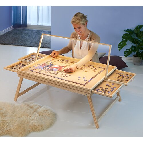 genialo PuzzleTisch "Premium" mit LED Leiste Schubladen Puzzlebrett