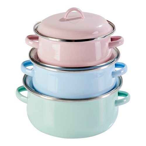 Emailletopf-Set Pastell, 6-teilig