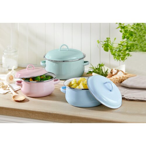 Emailletopf-Set Pastell, 6-teilig